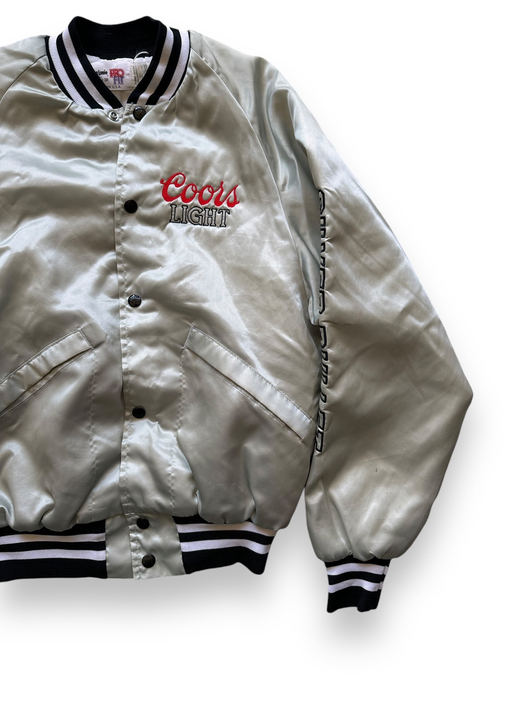 Front Left View of Vintage Coors Light Coaches Jacket SZ S