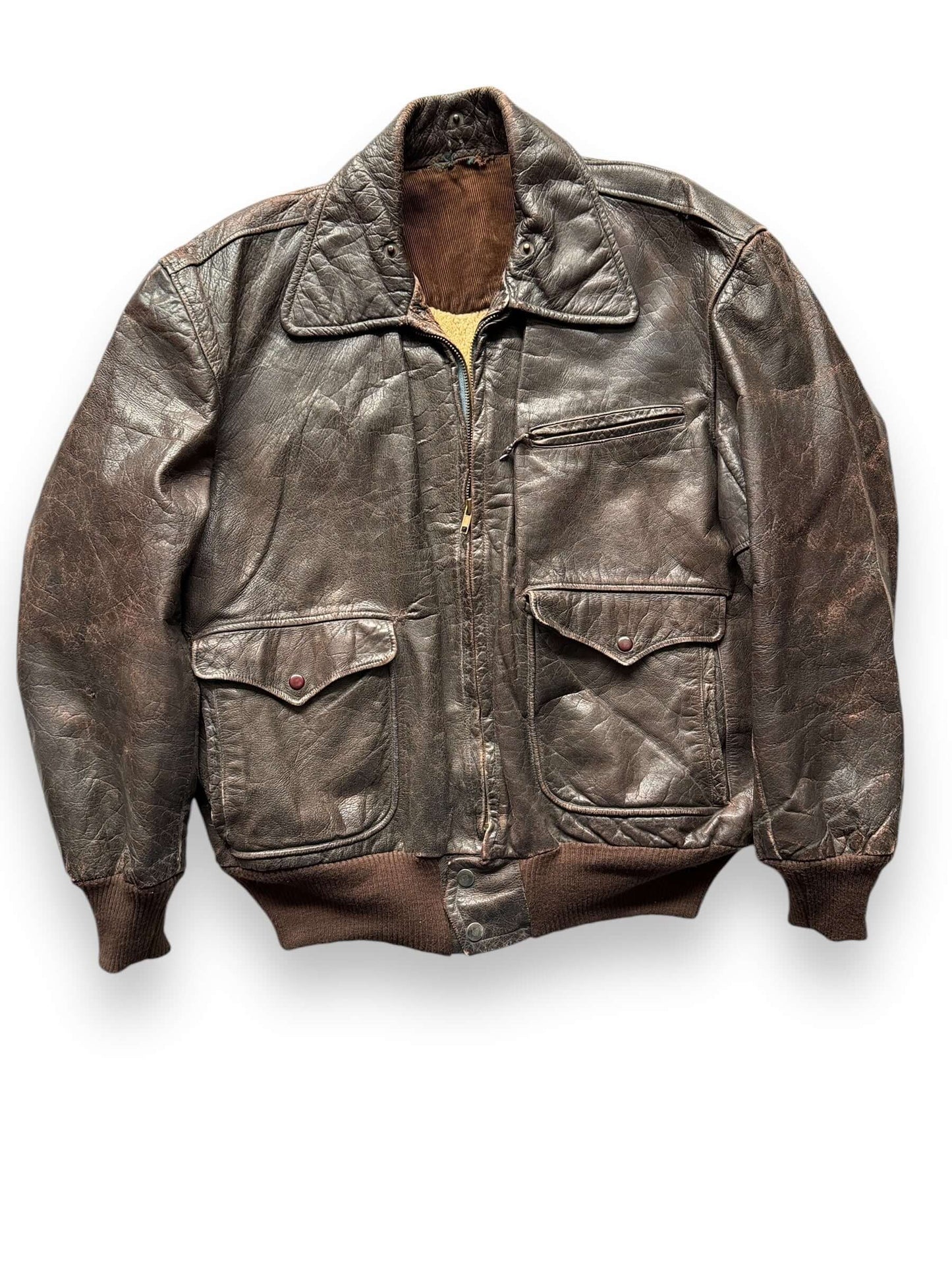 Front View of Vintage Horsehide Jacket SZ L