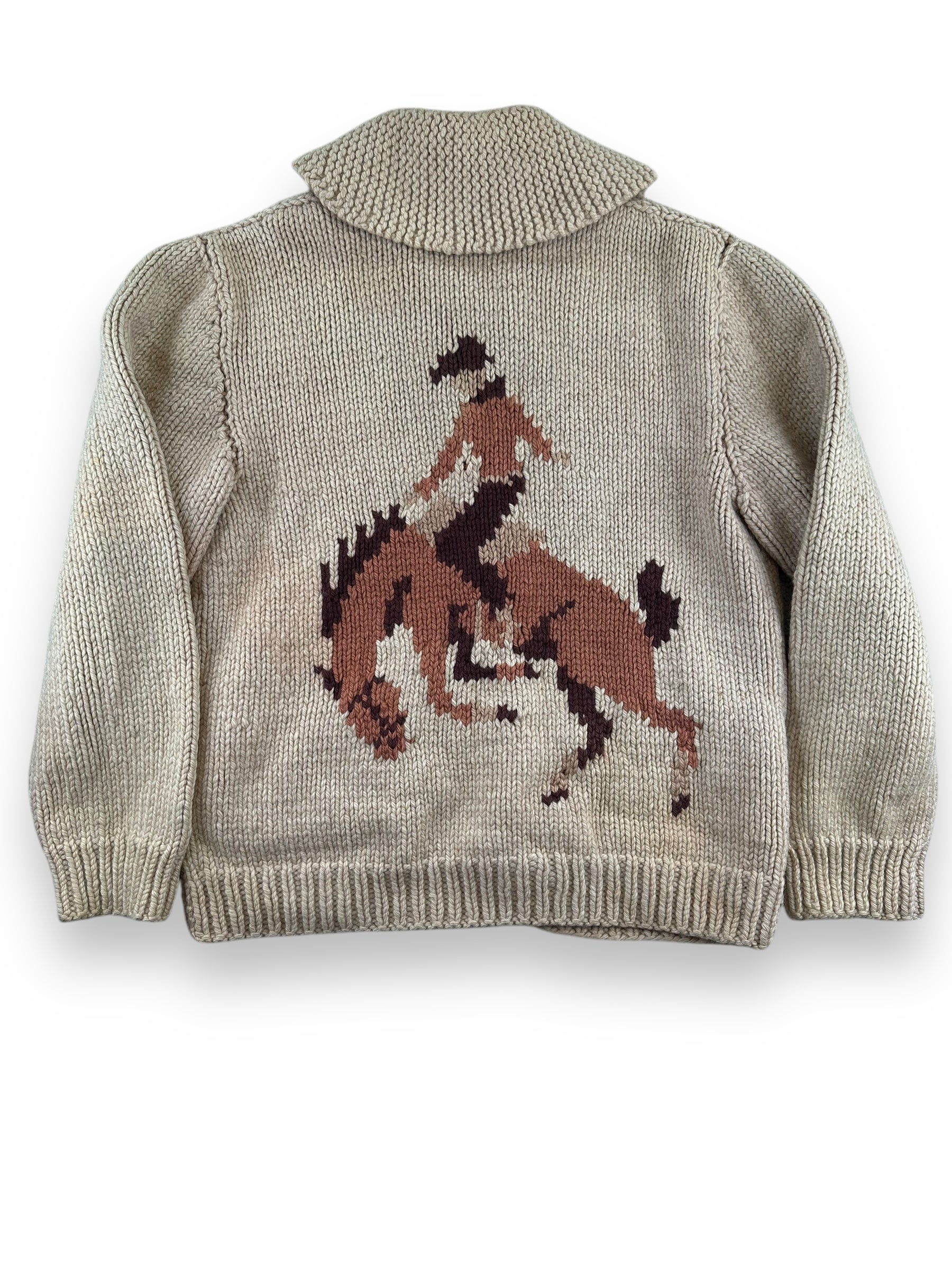 Rear View of Vintage Bucking Bronco Cowichan Style Sweater SZ XL