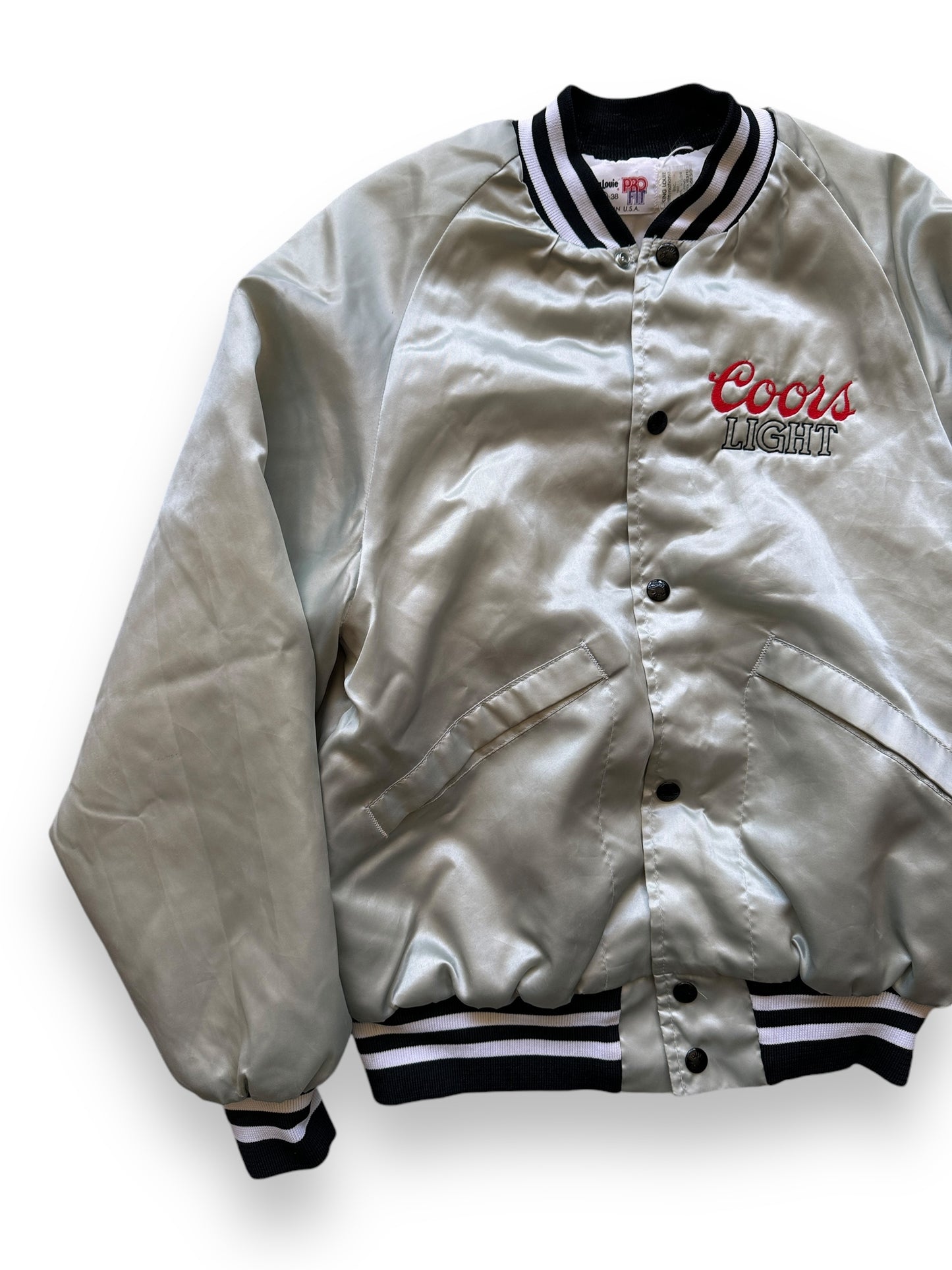 Front Right View of Vintage Coors Light Coaches Jacket SZ S