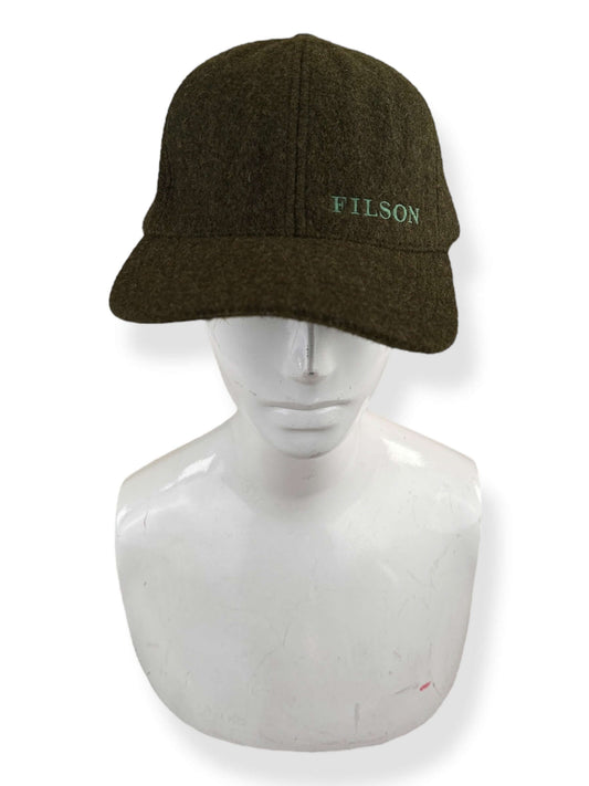 Front View of Filson Green Wool Logger Cap