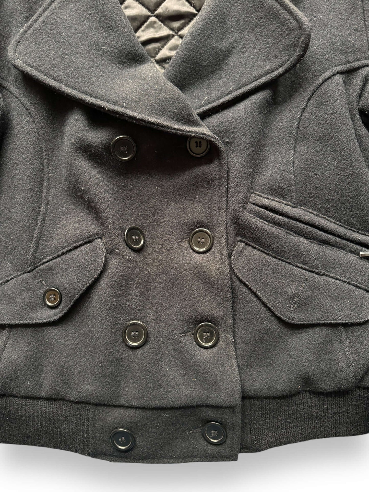 Front Chest Detail on Filson Women's Wool Motorcycle Jacket SZ M