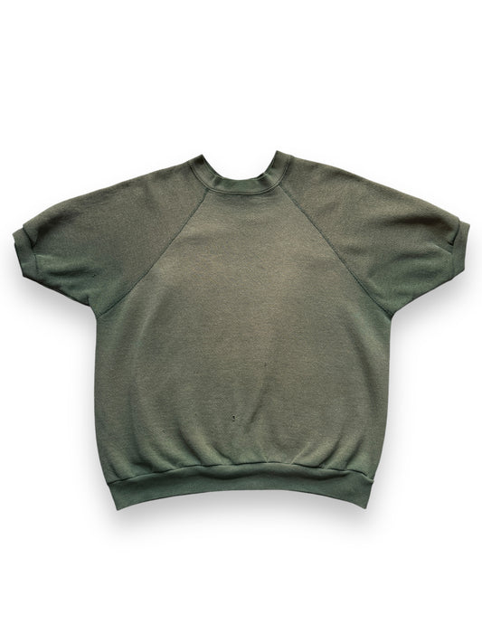 Front View of Vintage Faded Olive Green Short Sleeve Crewneck SZ L