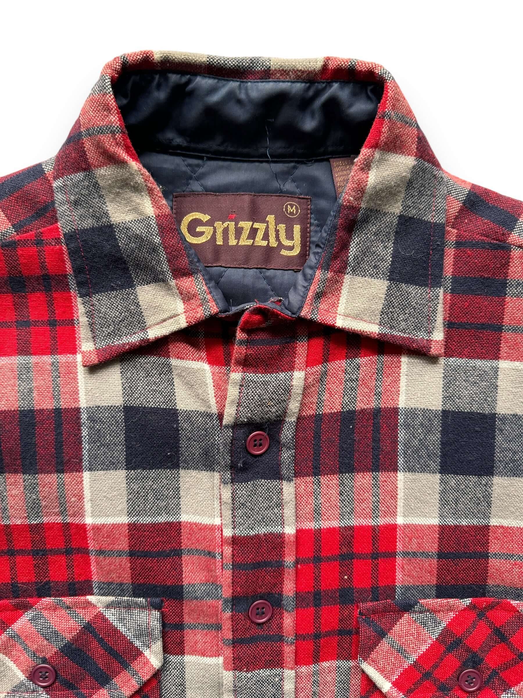 Tag View of Vintage Grizzly Acrylic Lined Flannel SZ M