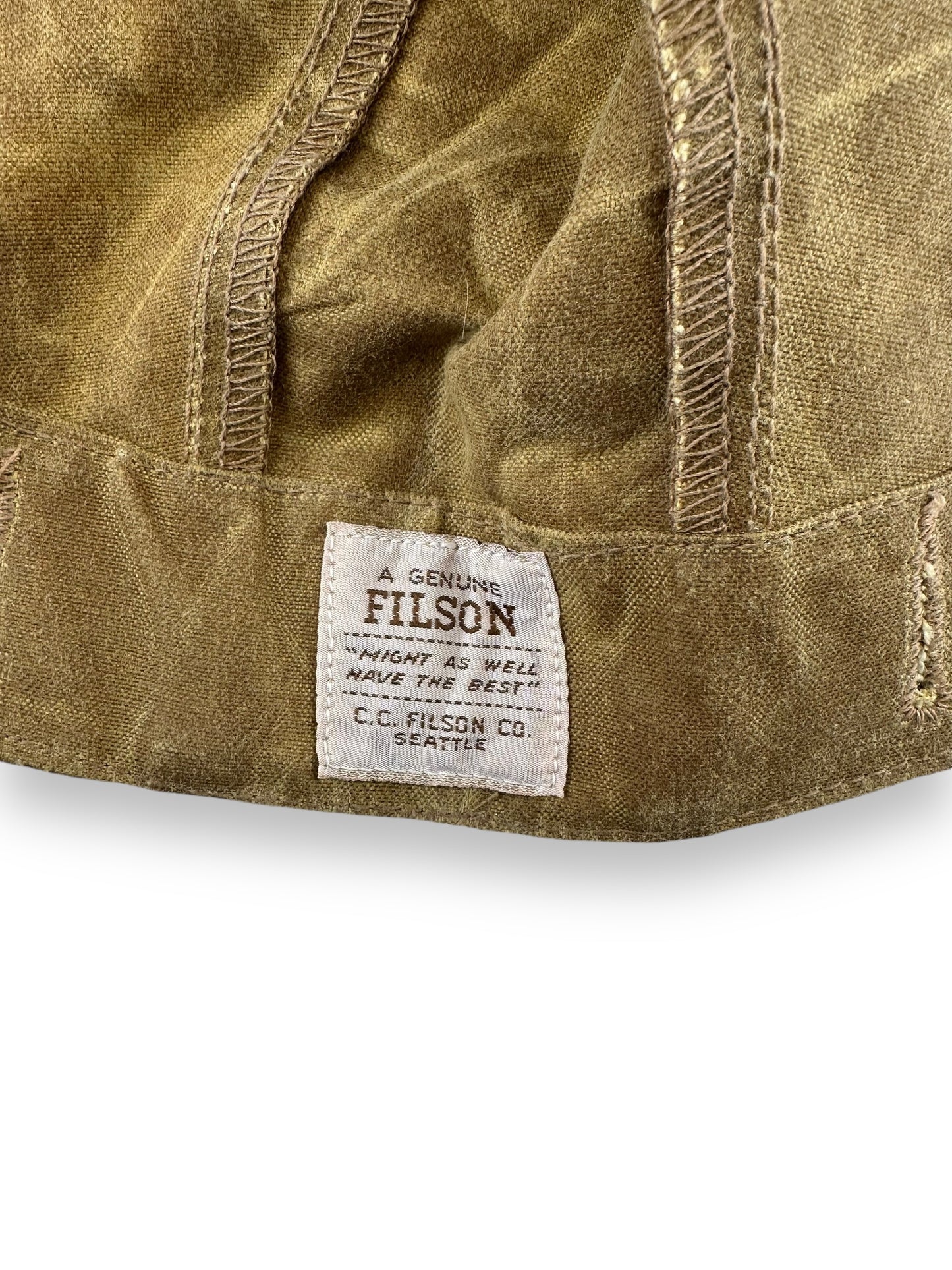 Tag View of Filson Tin Cloth Hood