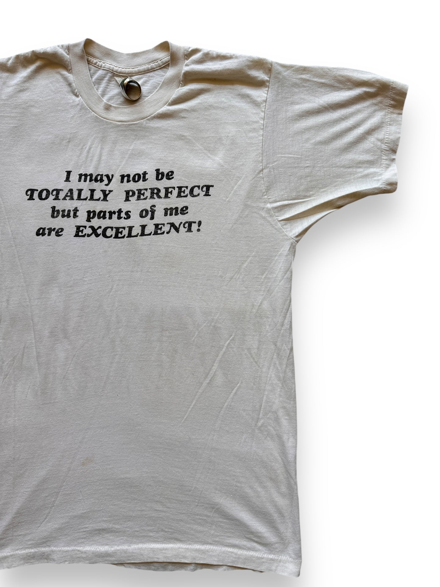 Front Left View of Vintage I May Not Be Totally Perfect Tee SZ L