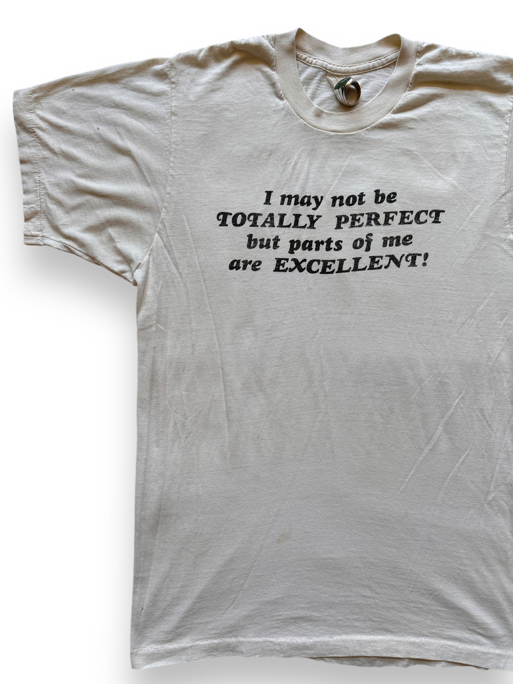 Front Right View of Vintage I May Not Be Totally Perfect Tee SZ L