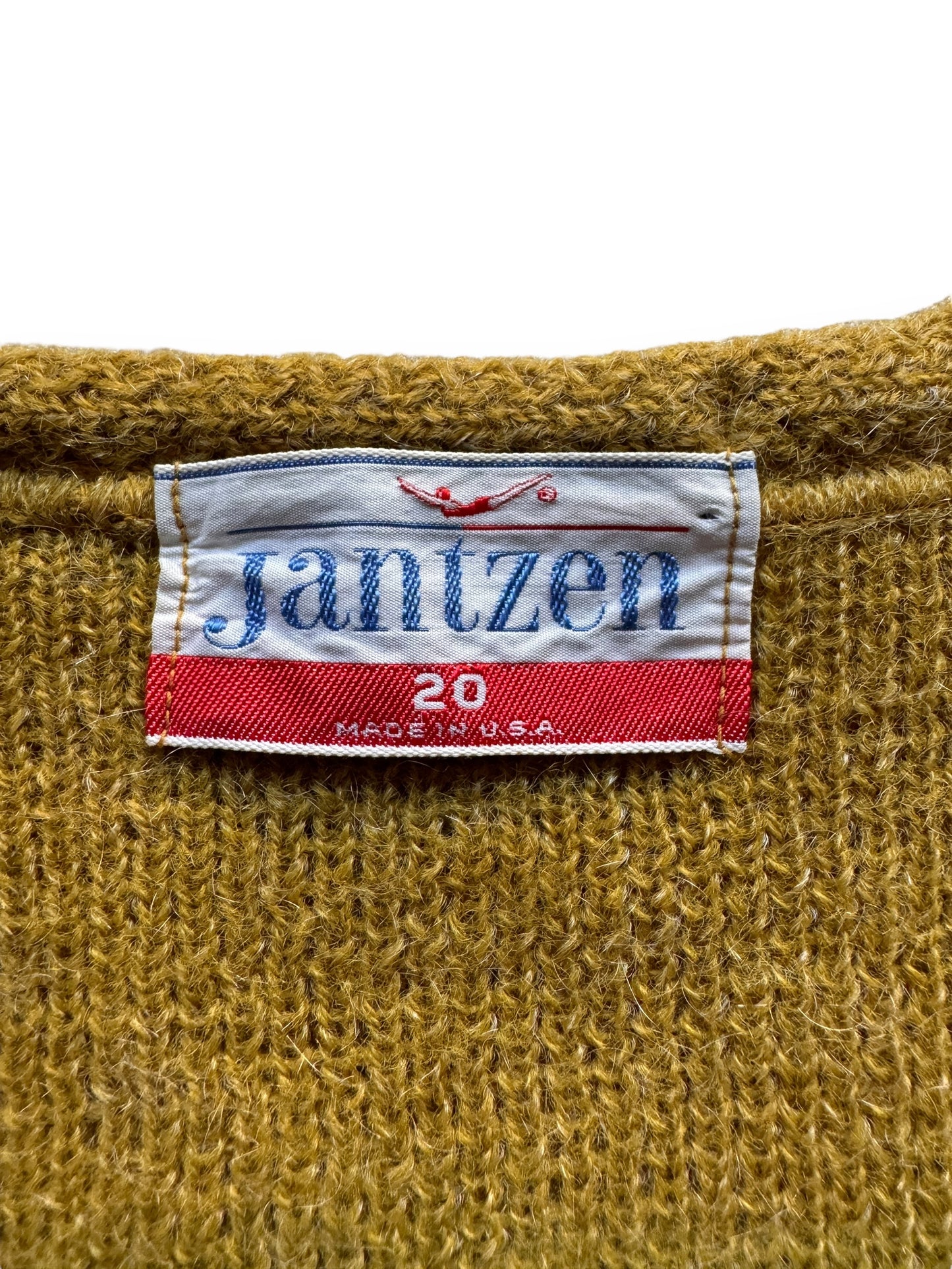 Tag View of Vintage Jantzen Mohair V-Neck Sweater SZ M