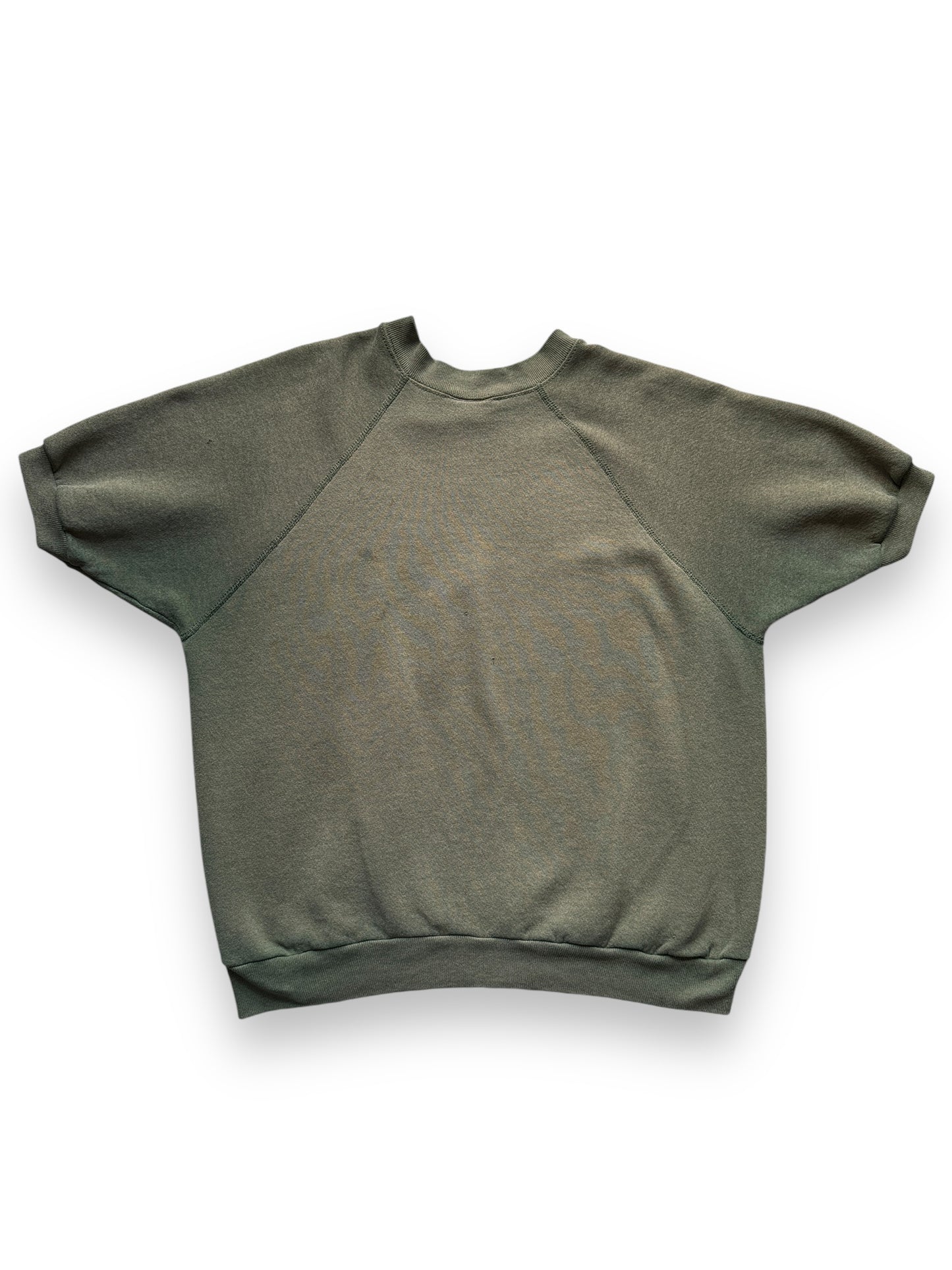 Rear View of Vintage Faded Olive Green Short Sleeve Crewneck SZ L