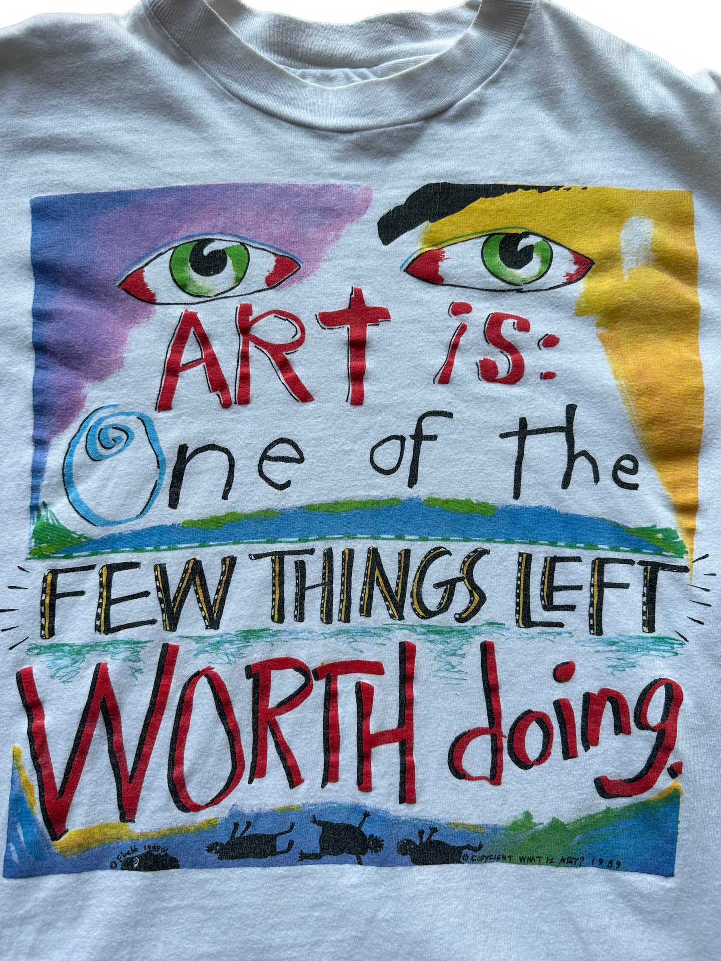 Graphic close up of Vintage "Art is Worth Doing" Fred Babb Tee SZ L |  Vintage Art Tee Seattle | Barn Owl Vintage