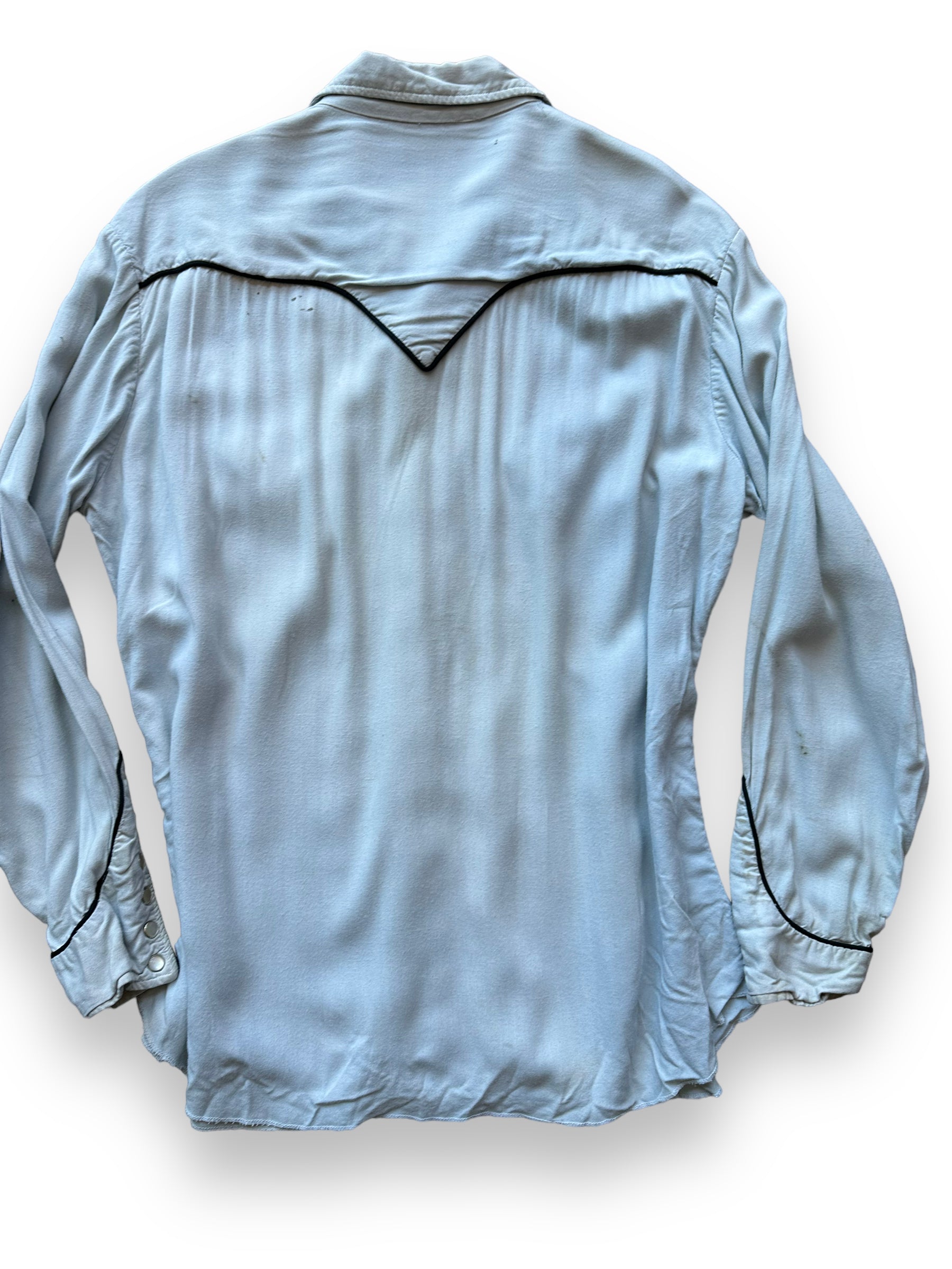 Back close up of Vintage Distressed H-Bar-C Gabardine Western Shirt SZ L | Vintage Chainstitch Gabardine Seattle | Barn Owl Vintage Seattle