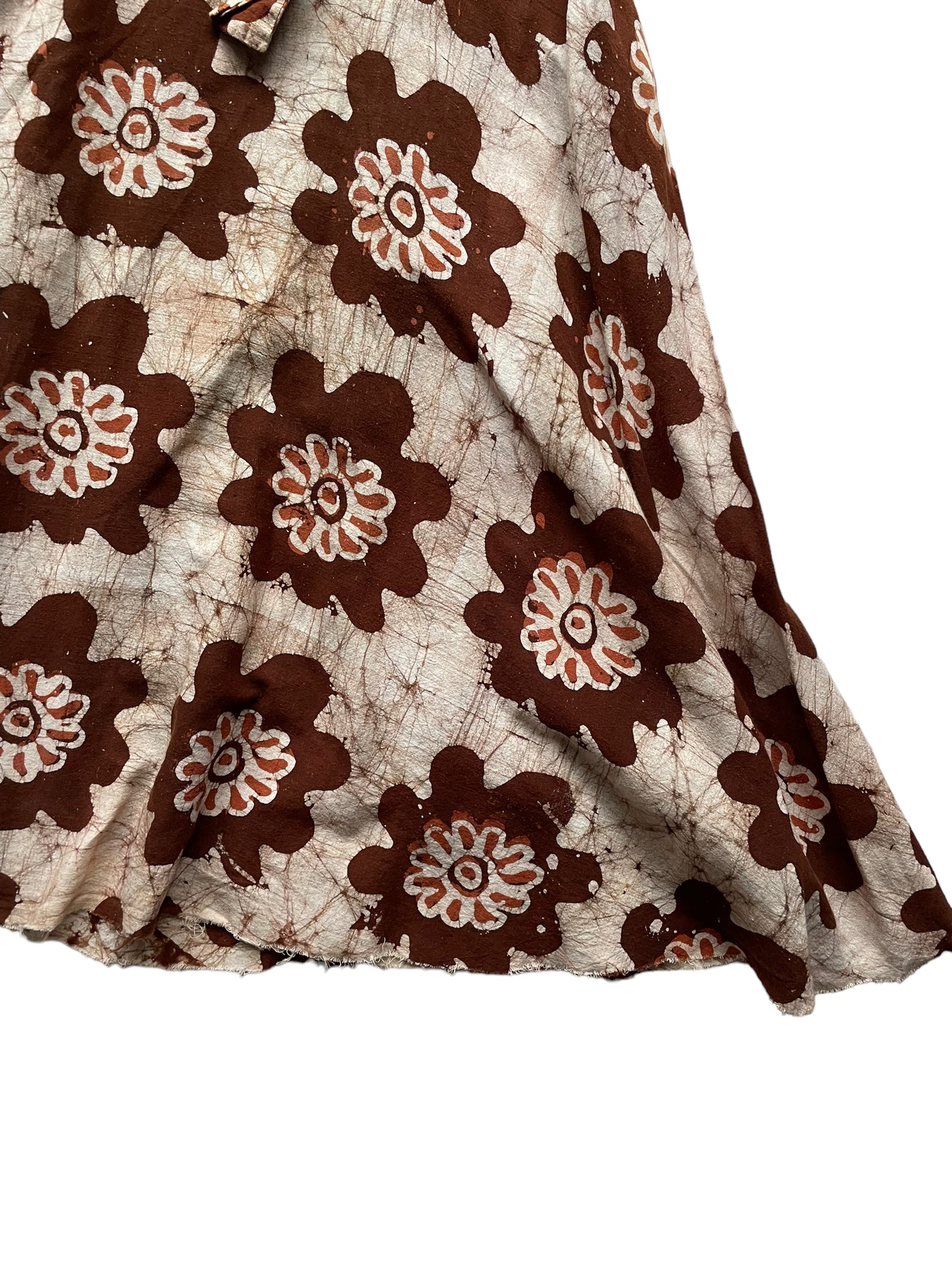 Bottom skirt view of Vintage 1970s Indian Cotton Batik Wrap Skirt