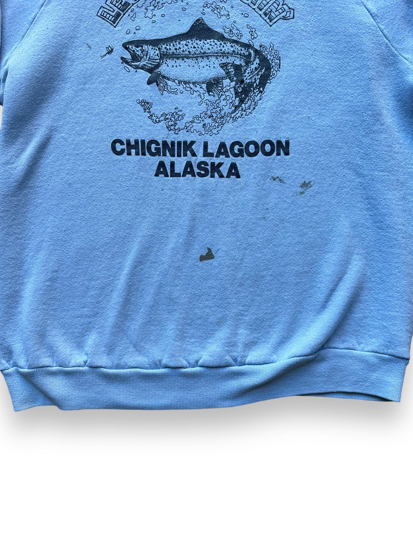 Bottom of Vintage "Let's Go Fishing" Chignik Lagoon Alaska Crewneck SZ XL |  Vintage Fishing Sweatshirt Seattle | Barn Owl Vintage