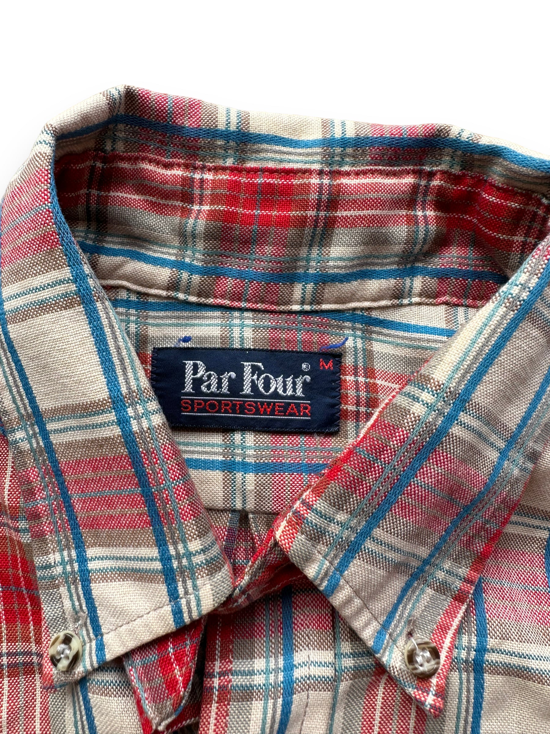 Tag of Vintage Plaid Par Four Sportswear Button Up Shirt SZ M | Vintage Cotton Flannel Seattle | Barn Owl Vintage Seattle