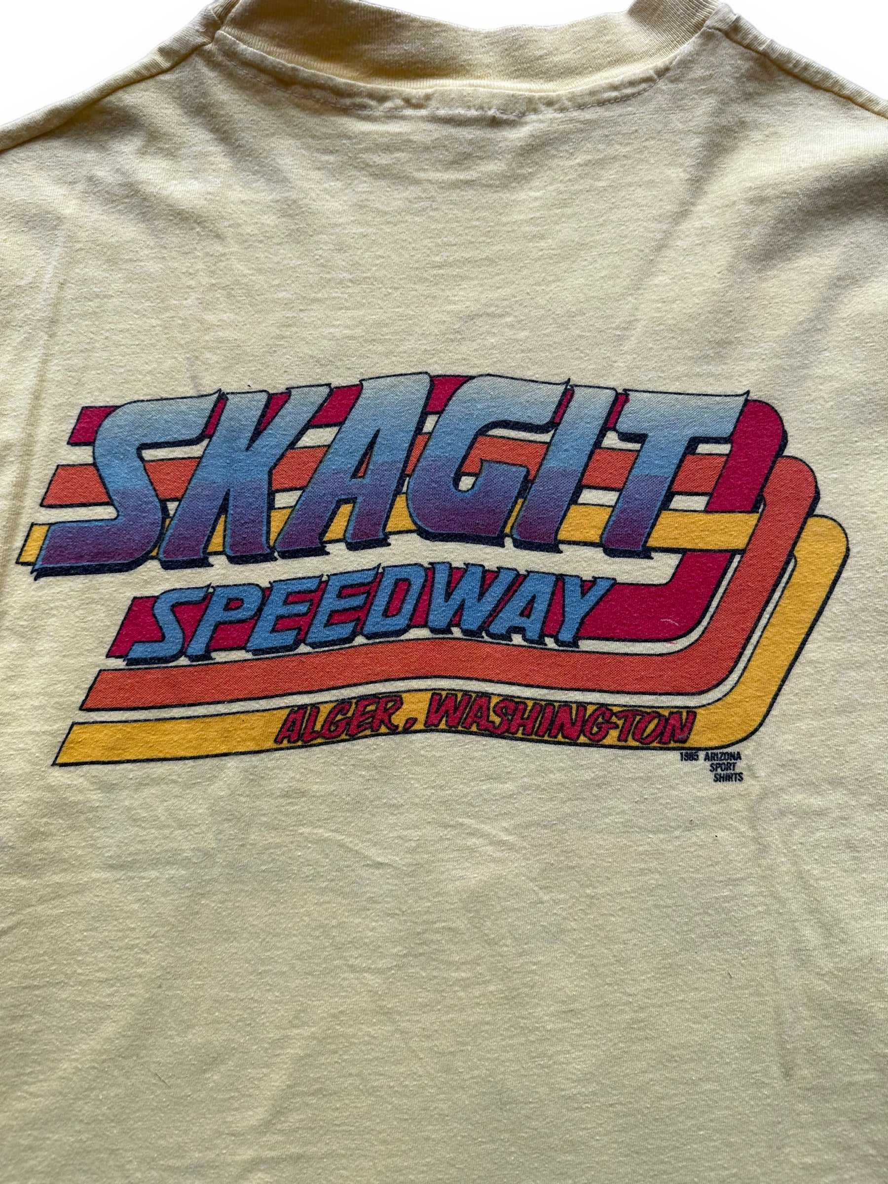 Back close up of Vintage Skagit Speedway BS Tee SZ S |  Vintage Auto Tee Seattle | Barn Owl Vintage