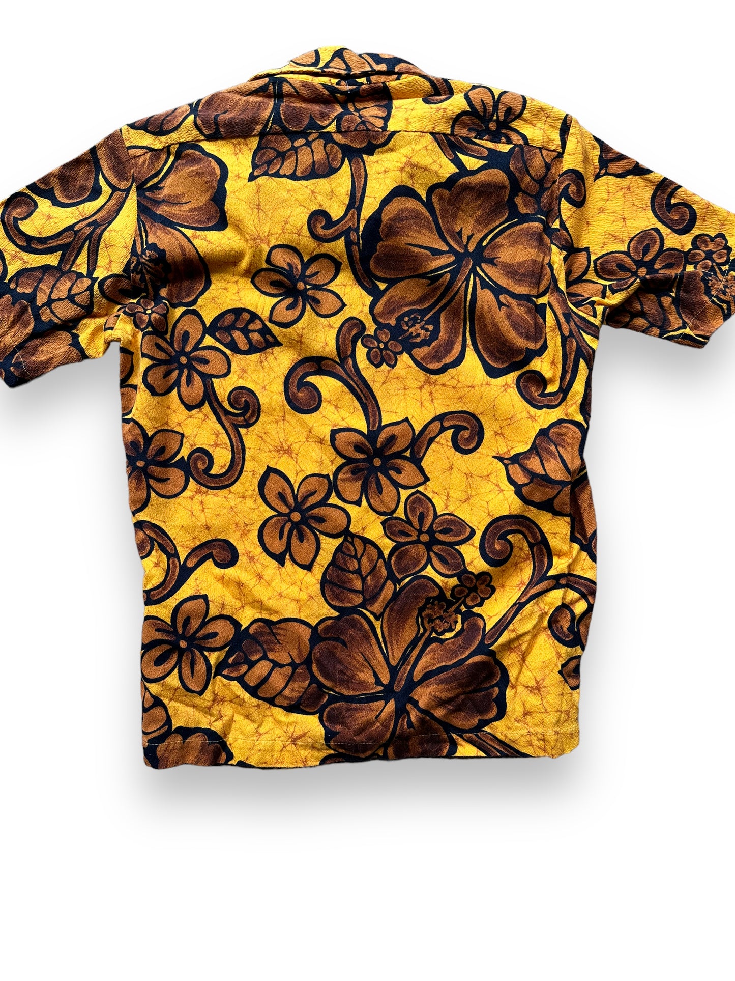 Rear Detail on Vintage Cotton Barkcloth Bardon Jandy Place Aloha Shirt SZ S | Seattle Vintage Hawaiian Shirt | Barn Owl Vintage Clothing Seattle