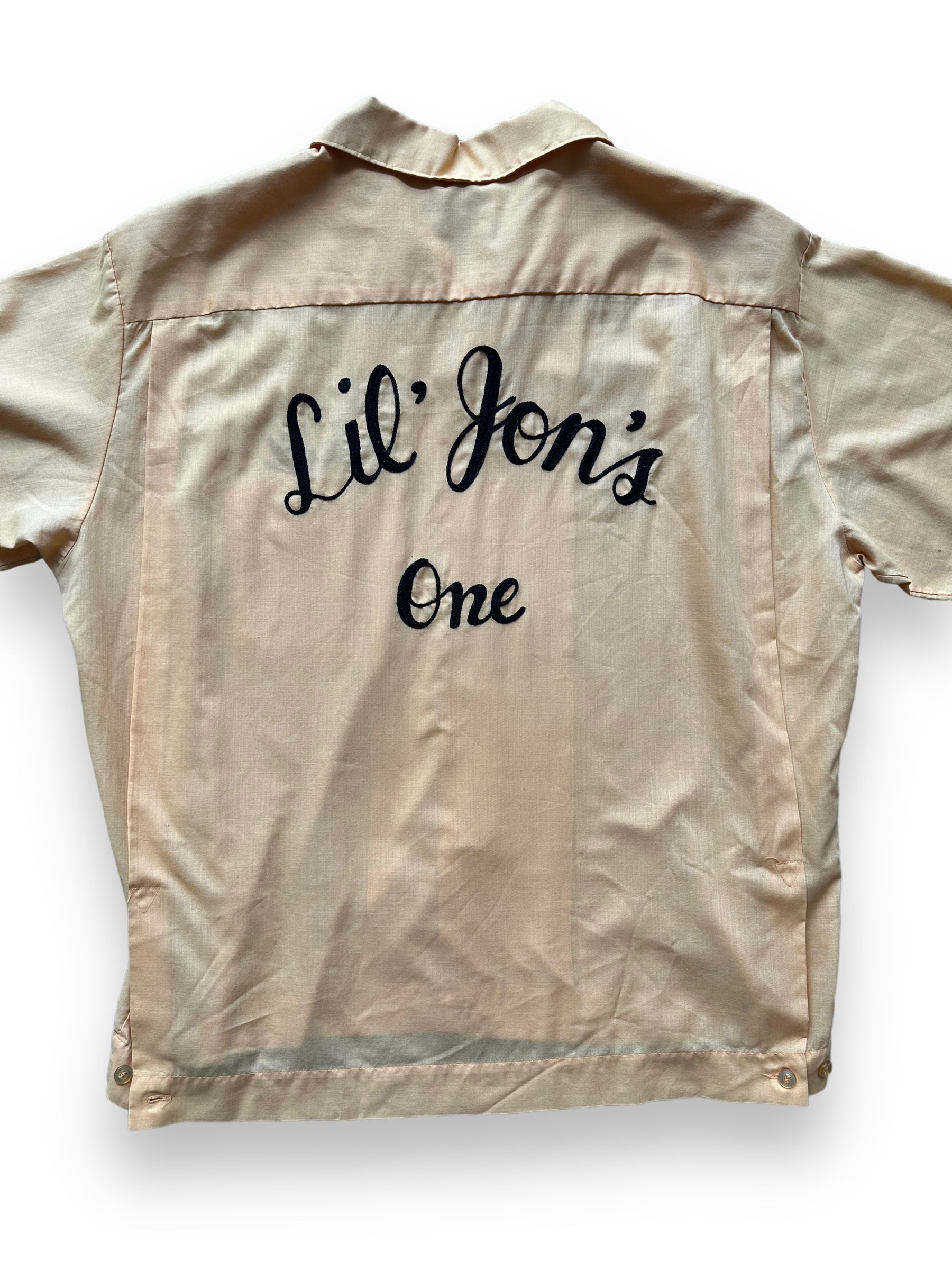 Back close up of Vintage "Lil' Jon's One" Chainstitched Bowling Shirt SZ L | Vintage Bowling Shirt Seattle | Barn Owl Vintage Seattle