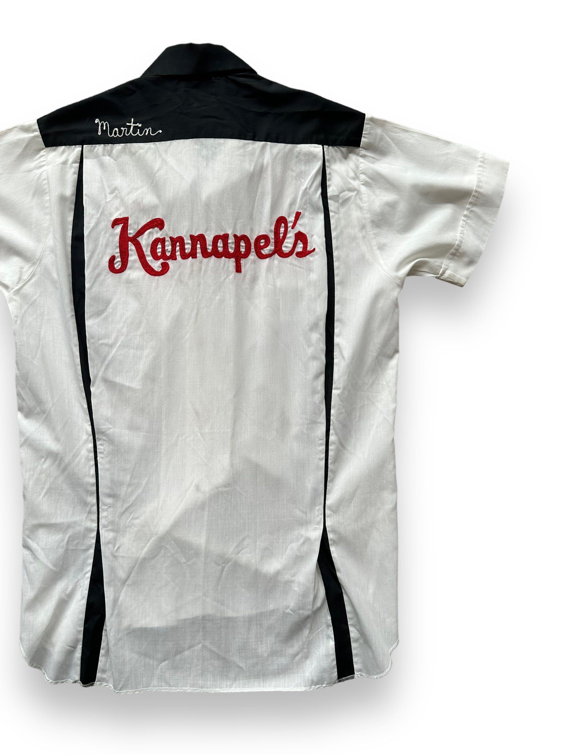 Back right of Vintage "Kannapel's" Chainstitched Bowling Shirt SZ 14 | Vintage Bowling Shirt Seattle | Barn Owl Vintage Seattle