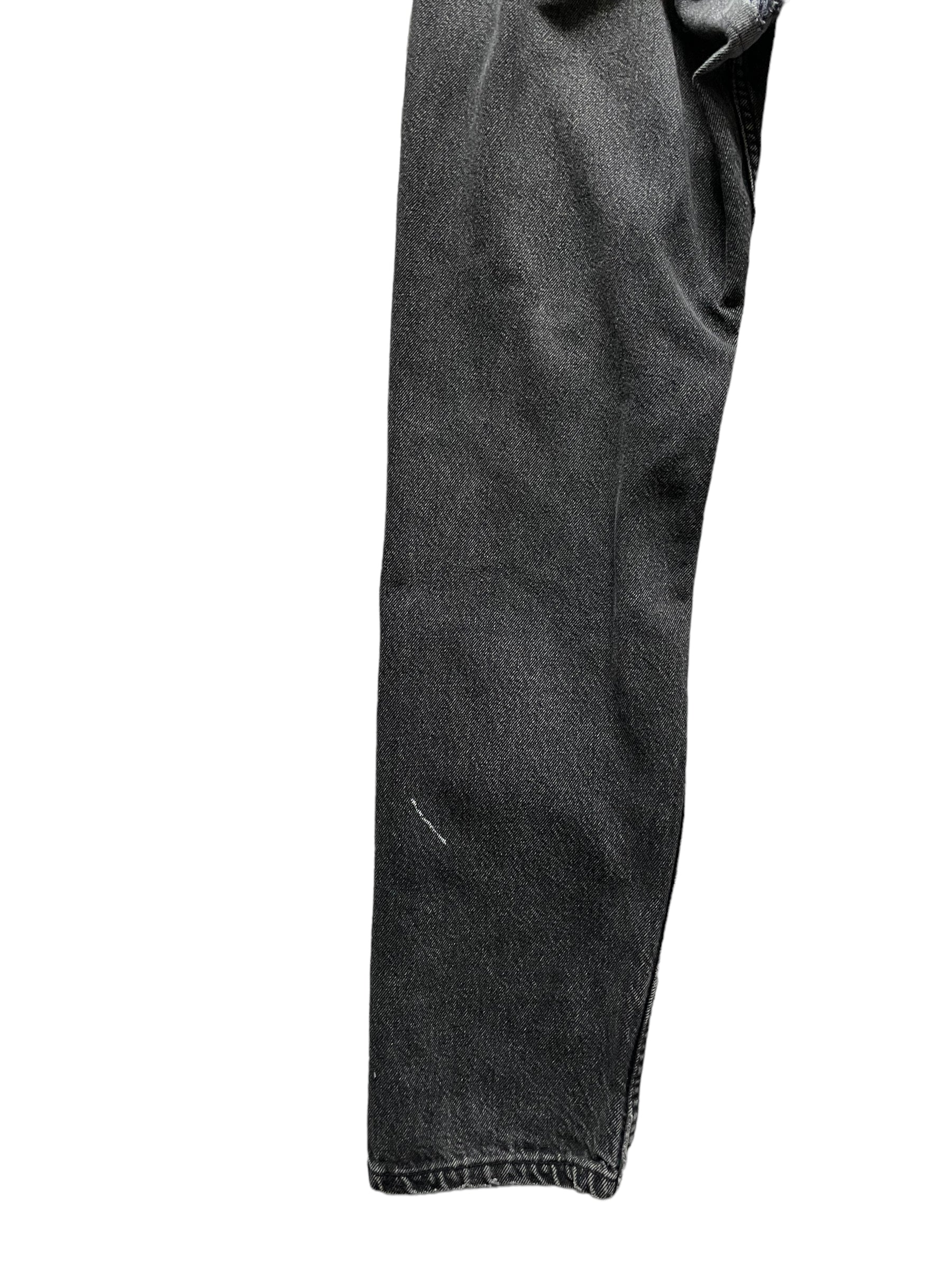 Back leg view of Vintage USA Mended Black Levi's 550s 33x34 