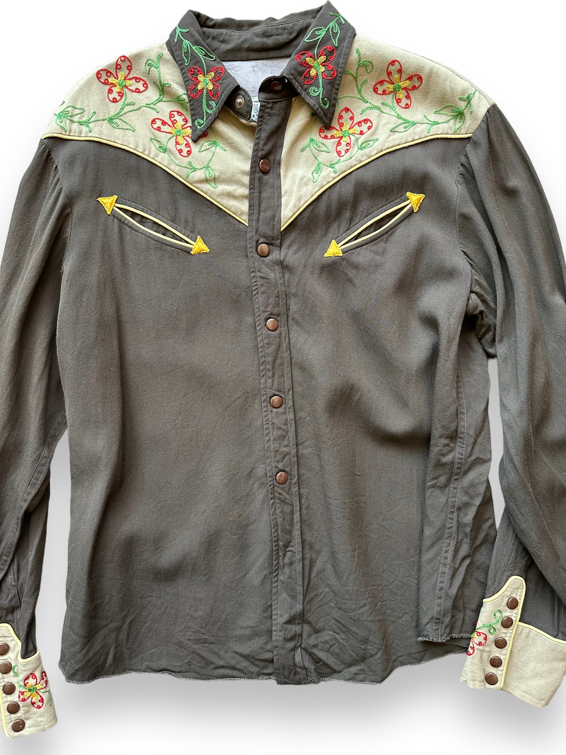 Vintage Gabardine H-Bar-C Chainstitched Western Shirt SZ L