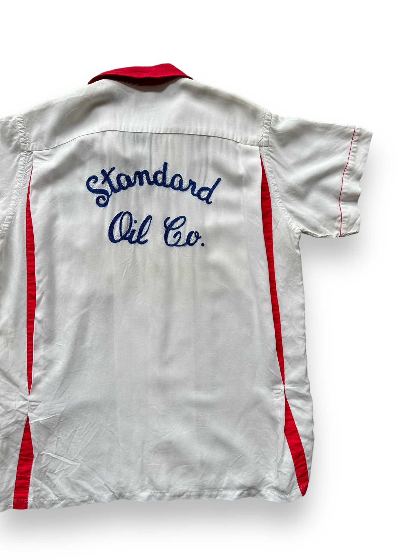 Back right of Vintage "Standard Oil Co." Chainstitched Bowling Shirt SZ M | Vintage Bowling Shirt Seattle | Barn Owl Vintage Seattle