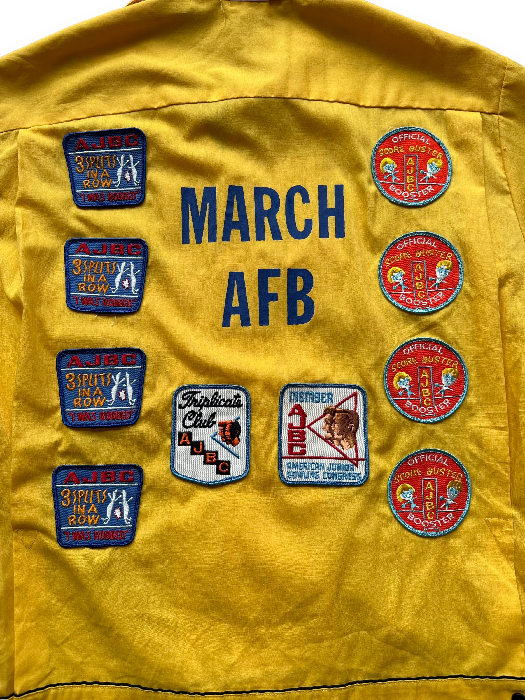 Back close up of Vintage March AFB w/ Patches Bowling Shirt SZ M | Vintage Bowling Shirt Seattle | Barn Owl Vintage Seattle