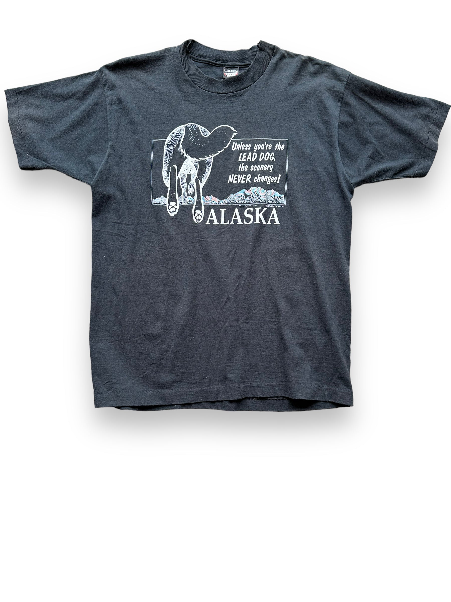 Front of Vintage Unless You're the Lead Dog Alaska Tee SZ XL | Vintage Alaska T-Shirts Seattle | Barn Owl Vintage Tees Seattle