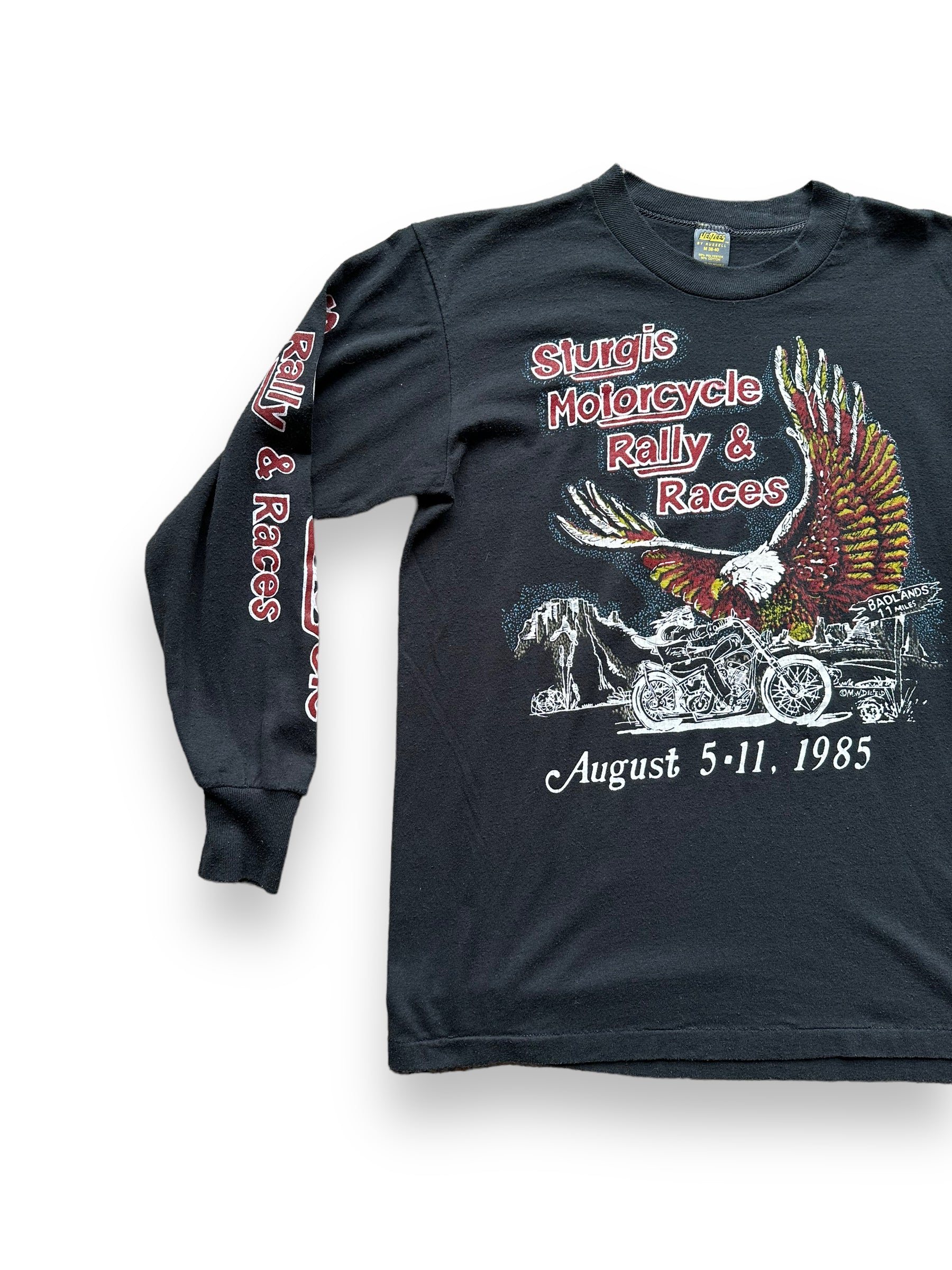 Front right of '85 Sturgis Longsleeve Tee SZ M | Vintage Harley Tee | Barn Owl Vintage Seattle