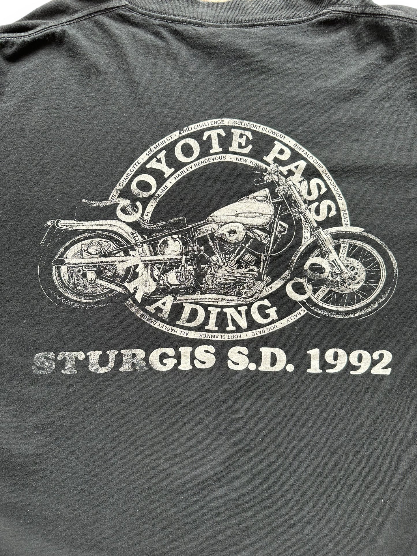 Graphic shot of '92 "I Don't Smoke Dope..." Sturgis Metallica Tee SZ XL | Vintage Harley Tee | Barn Owl Vintage Seattle
