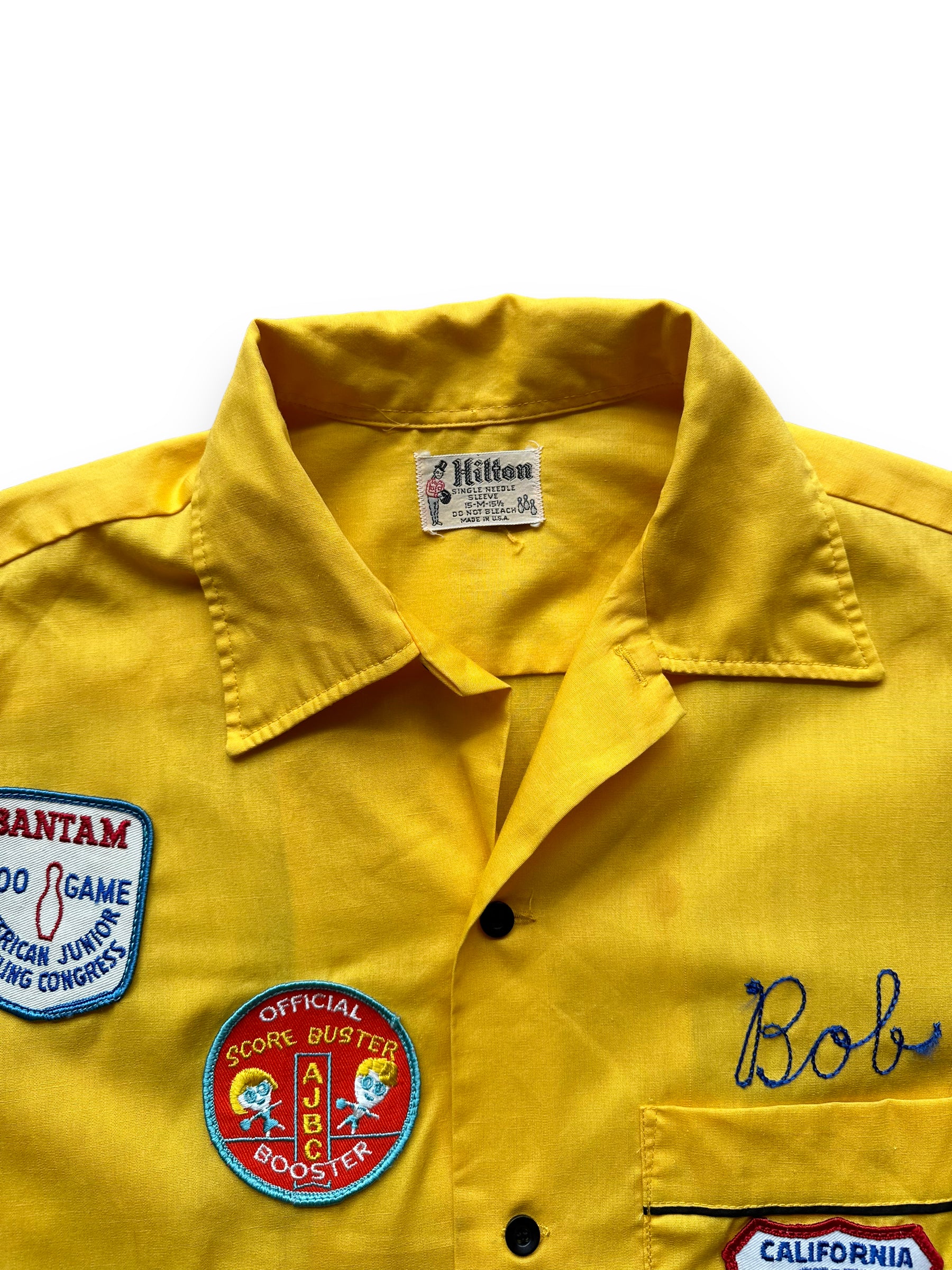 Collar of Vintage March AFB w/ Patches Bowling Shirt SZ M | Vintage Bowling Shirt Seattle | Barn Owl Vintage Seattle