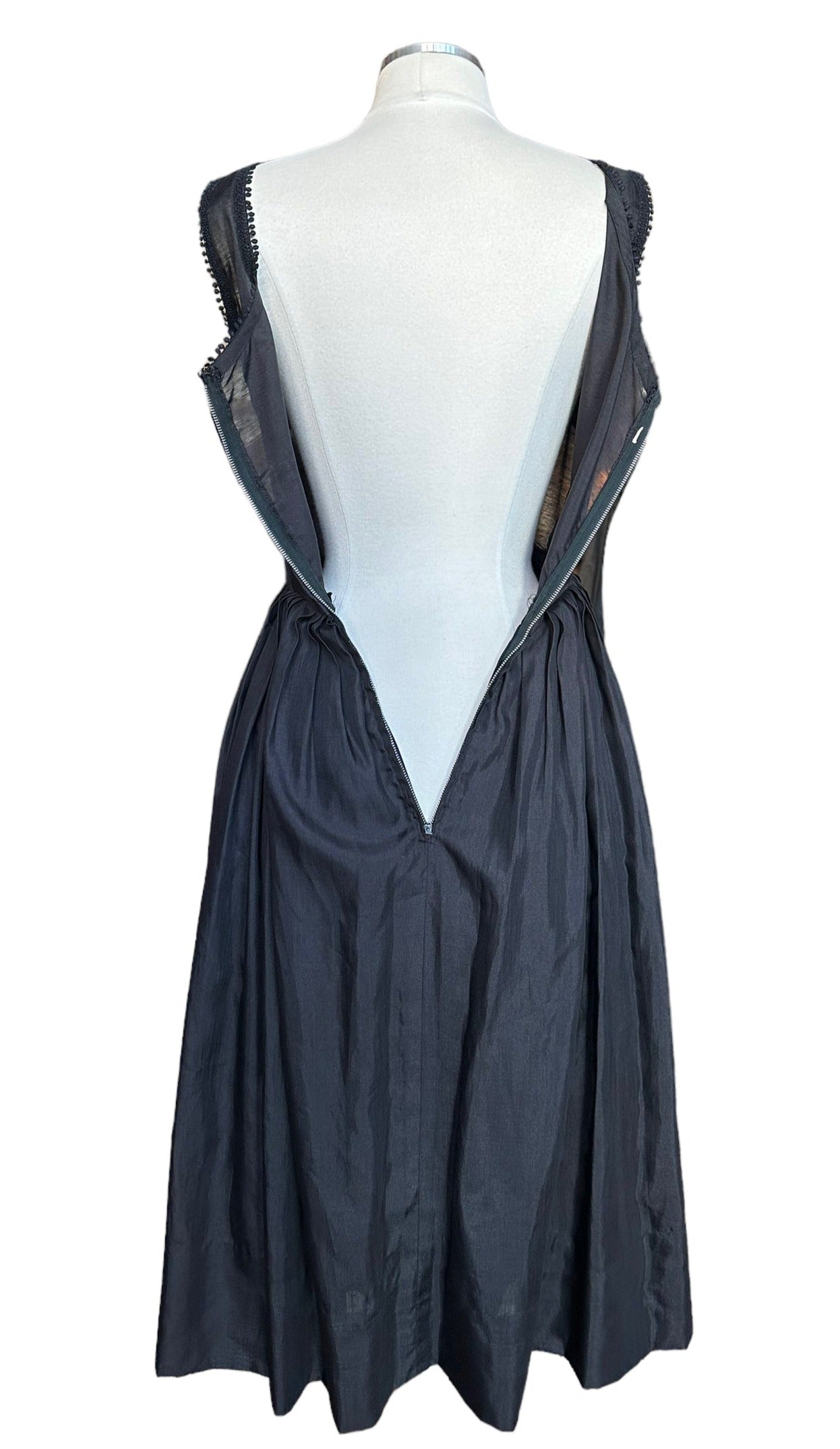 Full back view open zipper Vintage Early 1950s Black Dress | Barn Owl Ladies | Seattle True Vintage