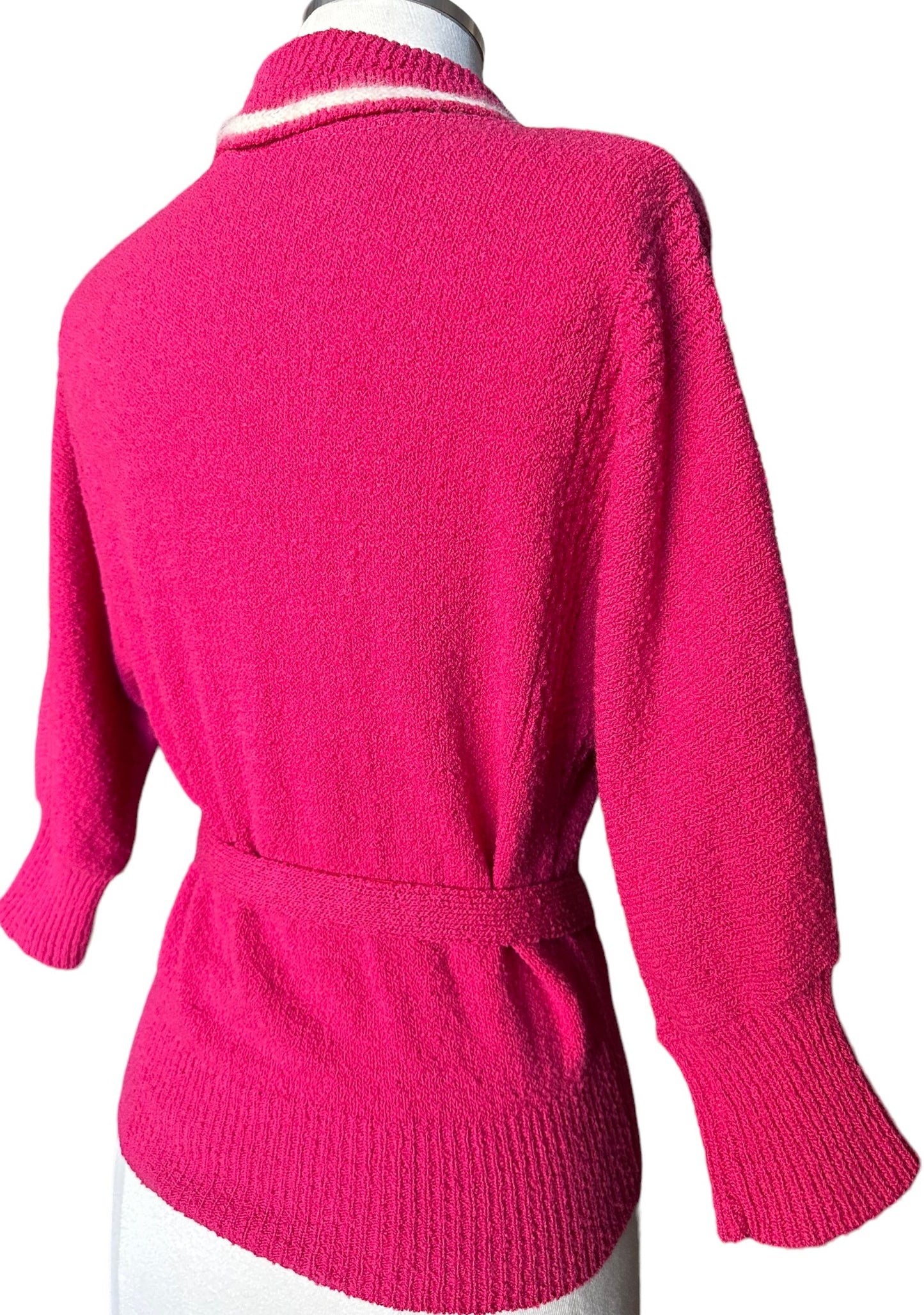 Back side view Vintage 1950s Pink Sweater With Belt | Vintage Ladies Sweaters | Barn Owl Vintage Seattle
