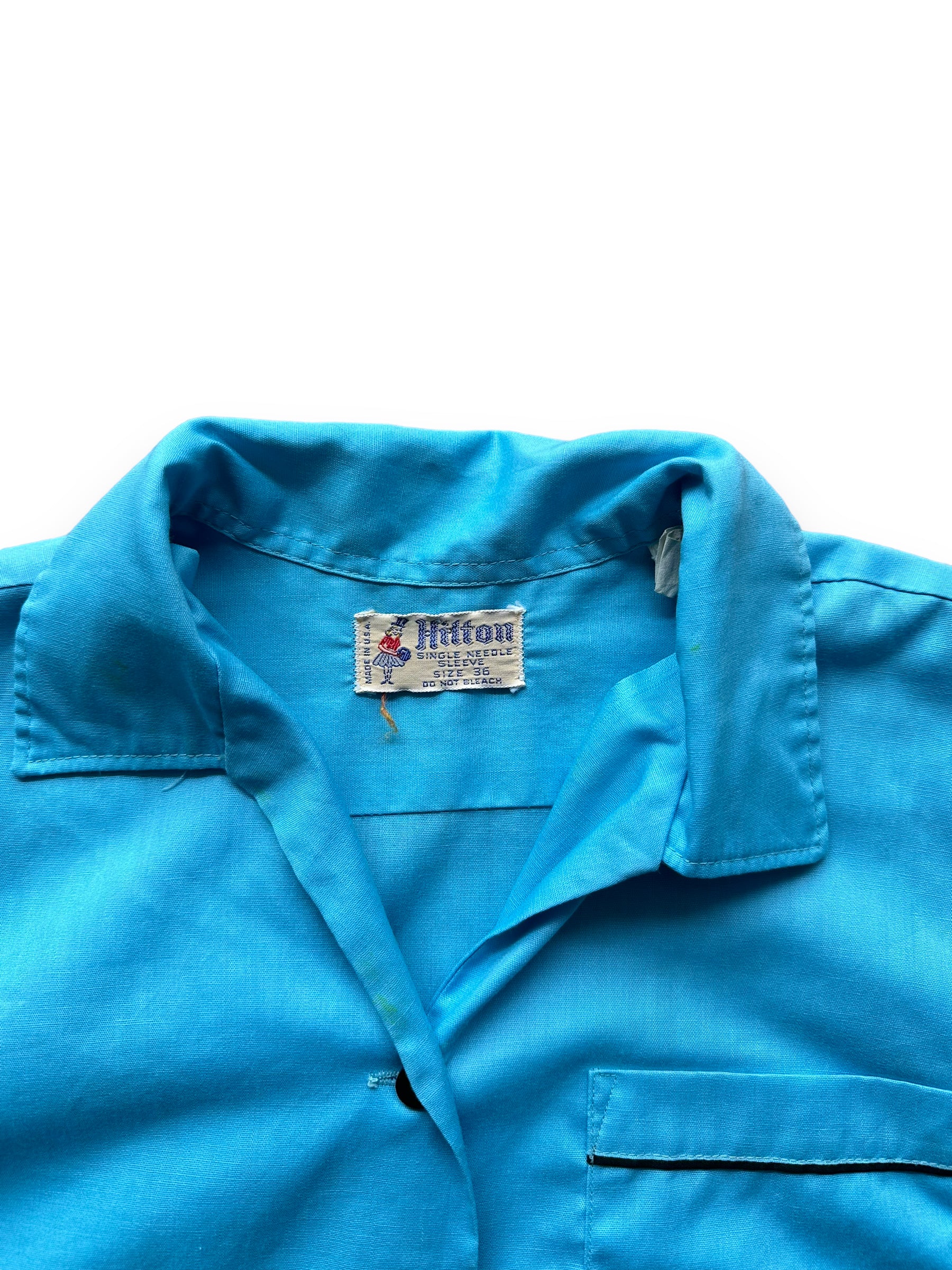 Collar close up of Vintage "Shoreline High" Chainstitched Bowling Shirt SZ 36 | Vintage Bowling Shirt Seattle | Barn Owl Vintage Seattle