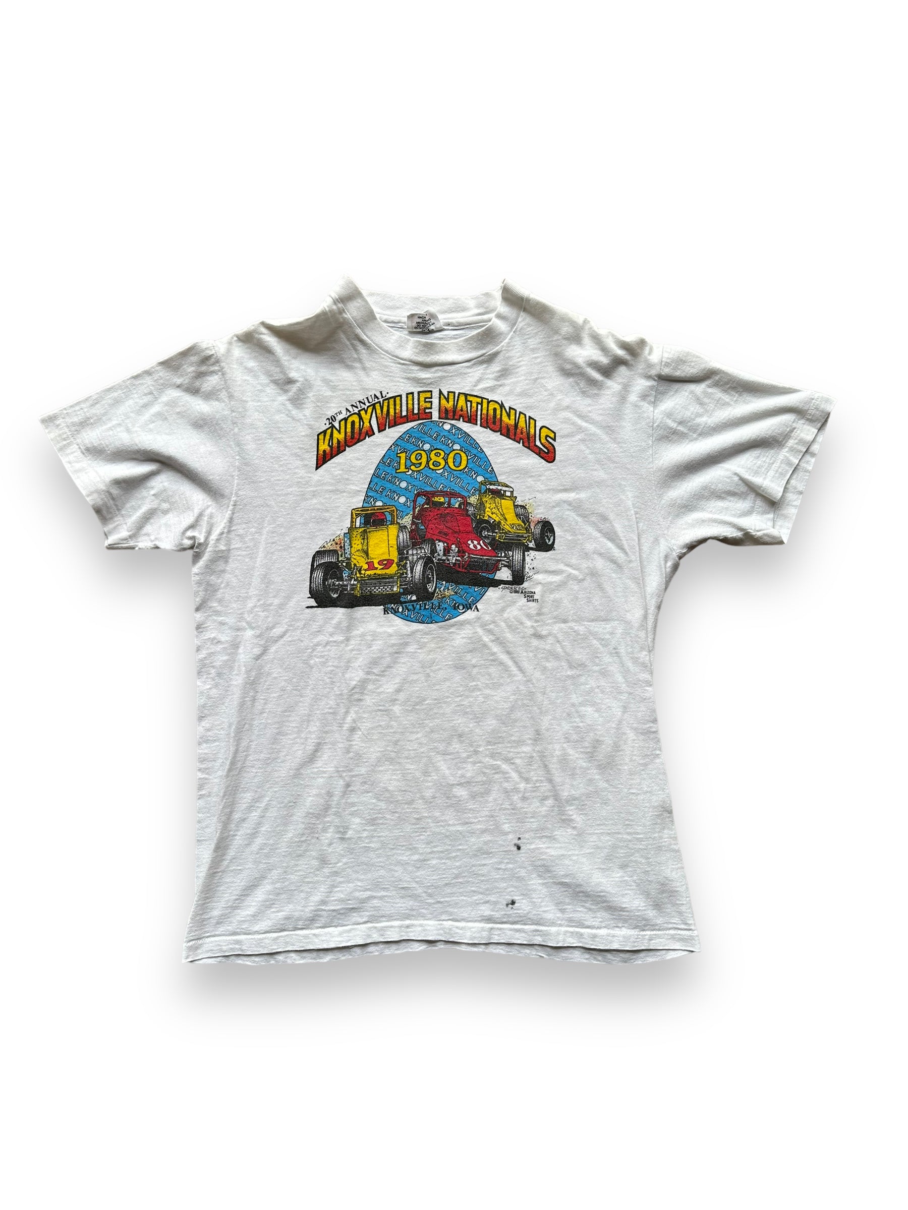 Front of Vintage 1980 Knoxville Nationals Tee SZ L |  Vintage Auto Tee Seattle | Barn Owl Vintage