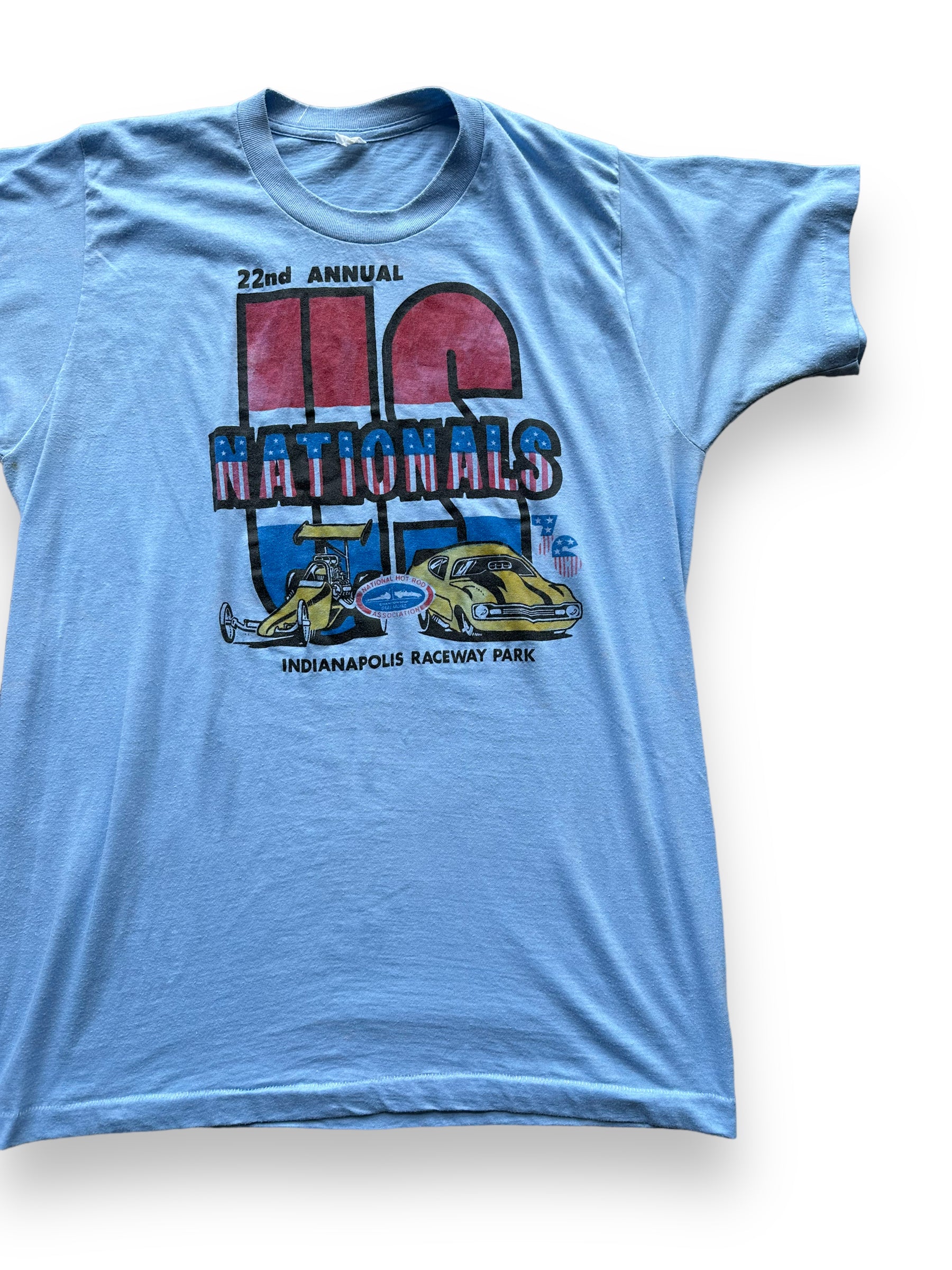 Front left of Vintage 22nd Annual US Nationals Tee SZ L |  Vintage Auto Tee Seattle | Barn Owl Vintage