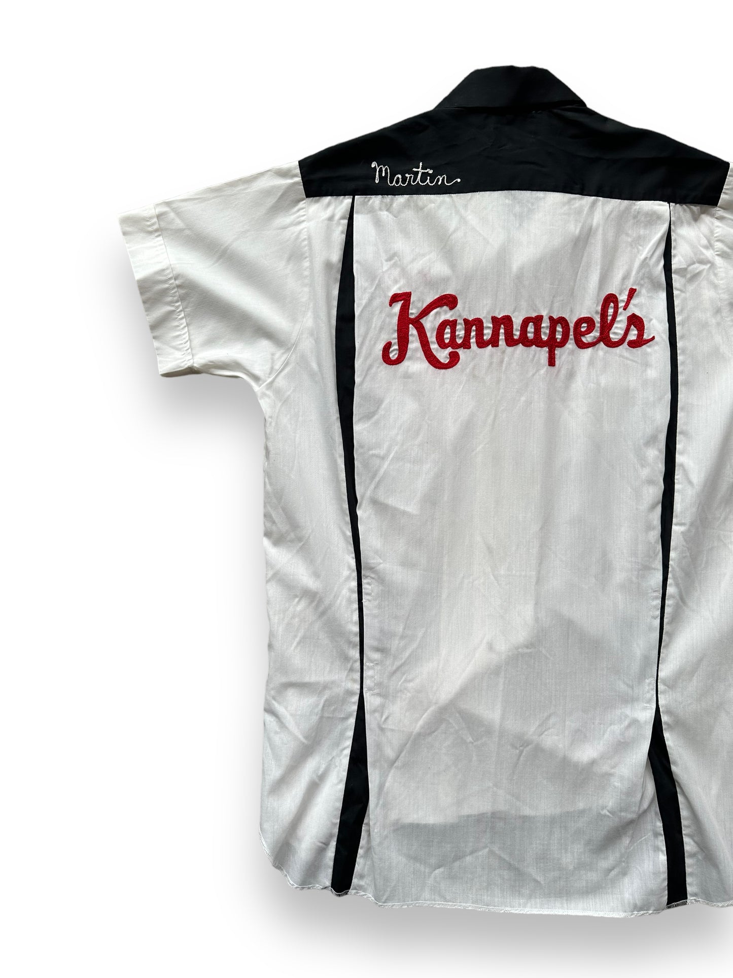 Back left of Vintage "Kannapel's" Chainstitched Bowling Shirt SZ 14 | Vintage Bowling Shirt Seattle | Barn Owl Vintage Seattle