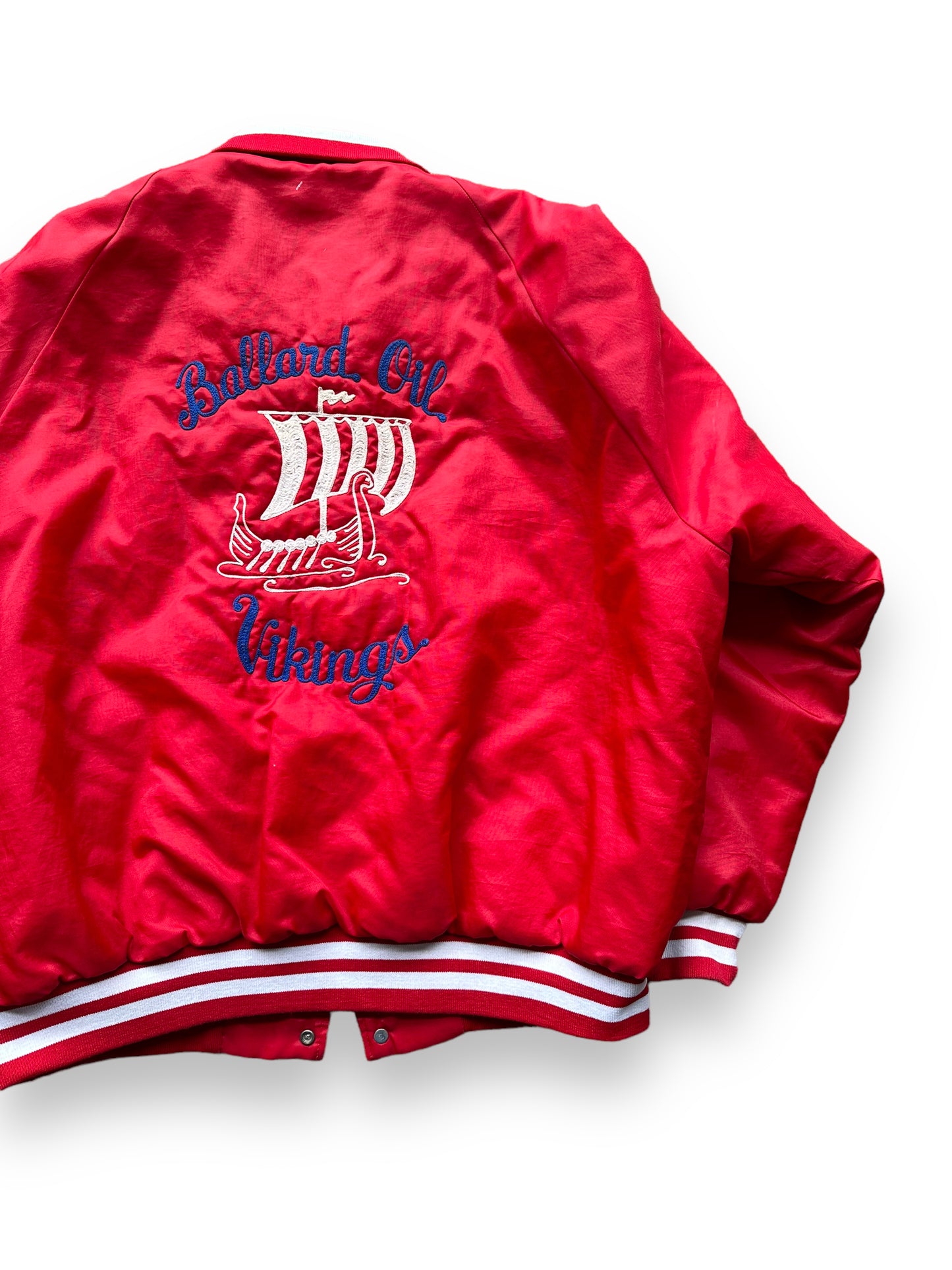 Right back of Vintage Ballard Oil Vikings Coaches Jacket SZ XL | Vintage Coaches Jacket Seattle | Seattle Vintage Coats