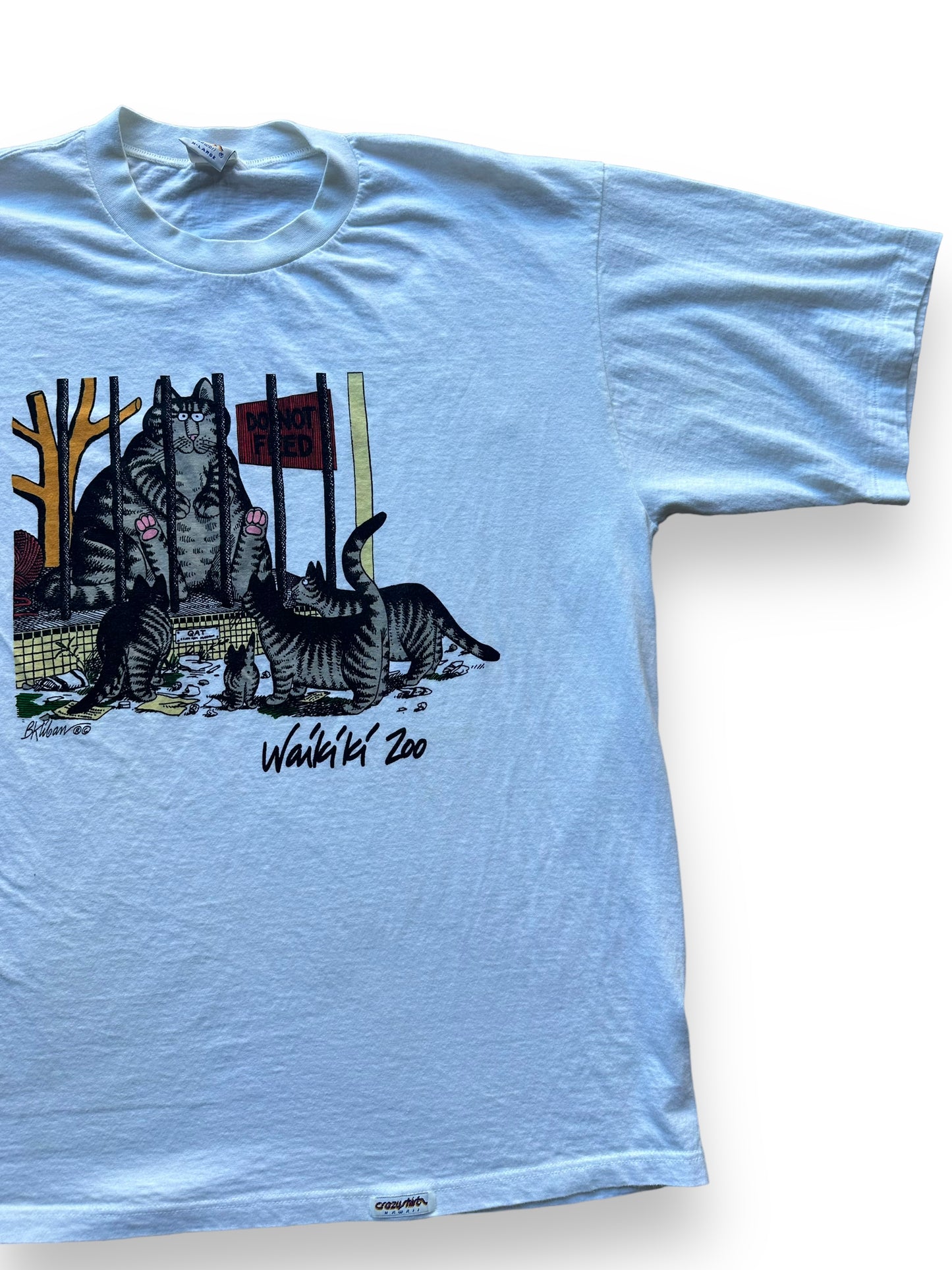 Front left of Vintage B. Kliban Waikiki Zoo Tee SZ XL |  Vintage Cat Tee Seattle | Barn Owl Vintage