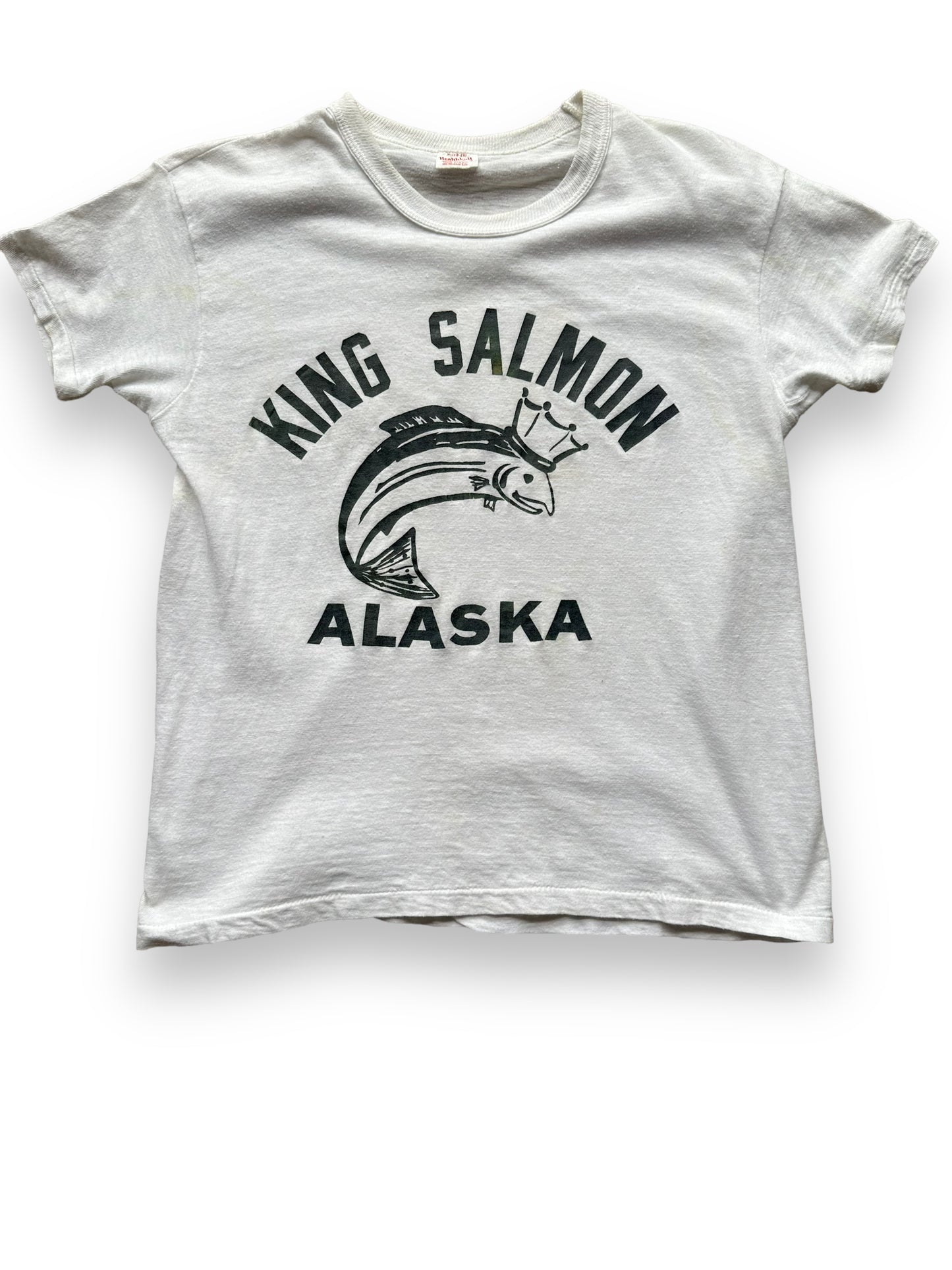 Front View of Vintage Healthknit King Salmon Alaska Tee SZ S | Vintage T-Shirts Seattle | Barn Owl Vintage Tees Seattle