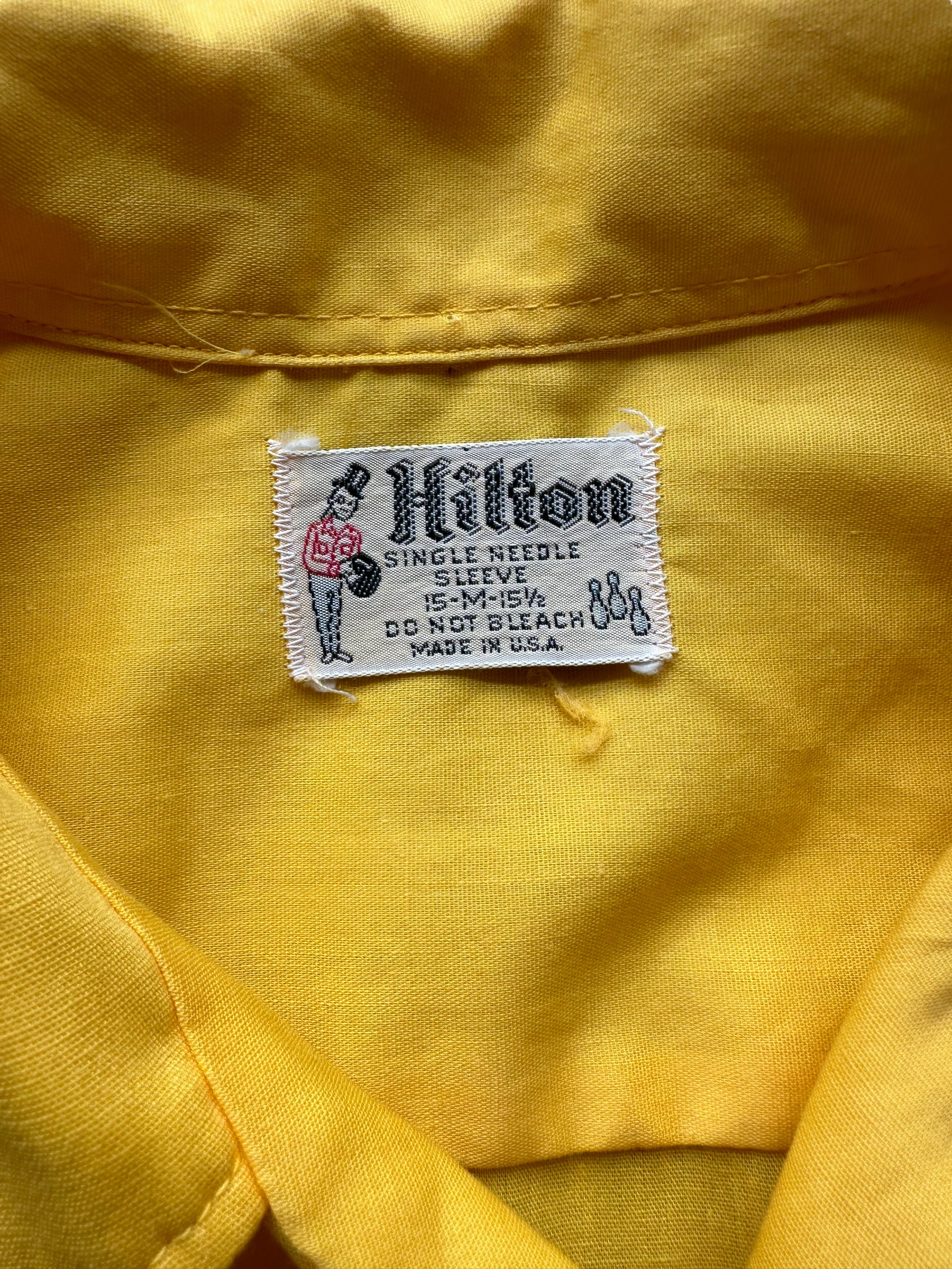 Hilton tag on Vintage March AFB w/ Patches Bowling Shirt SZ M | Vintage Bowling Shirt Seattle | Barn Owl Vintage Seattle
