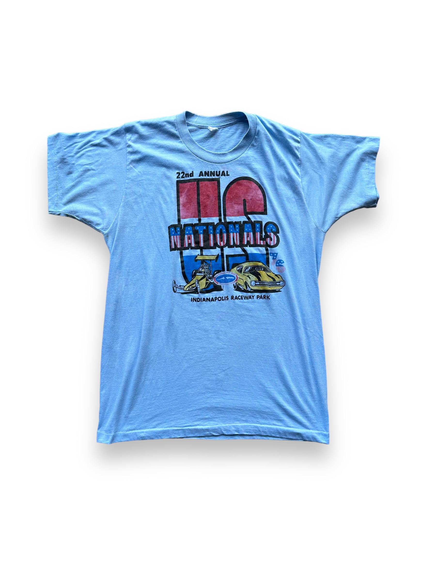 Front of Vintage 22nd Annual US Nationals Tee SZ L |  Vintage Auto Tee Seattle | Barn Owl Vintage