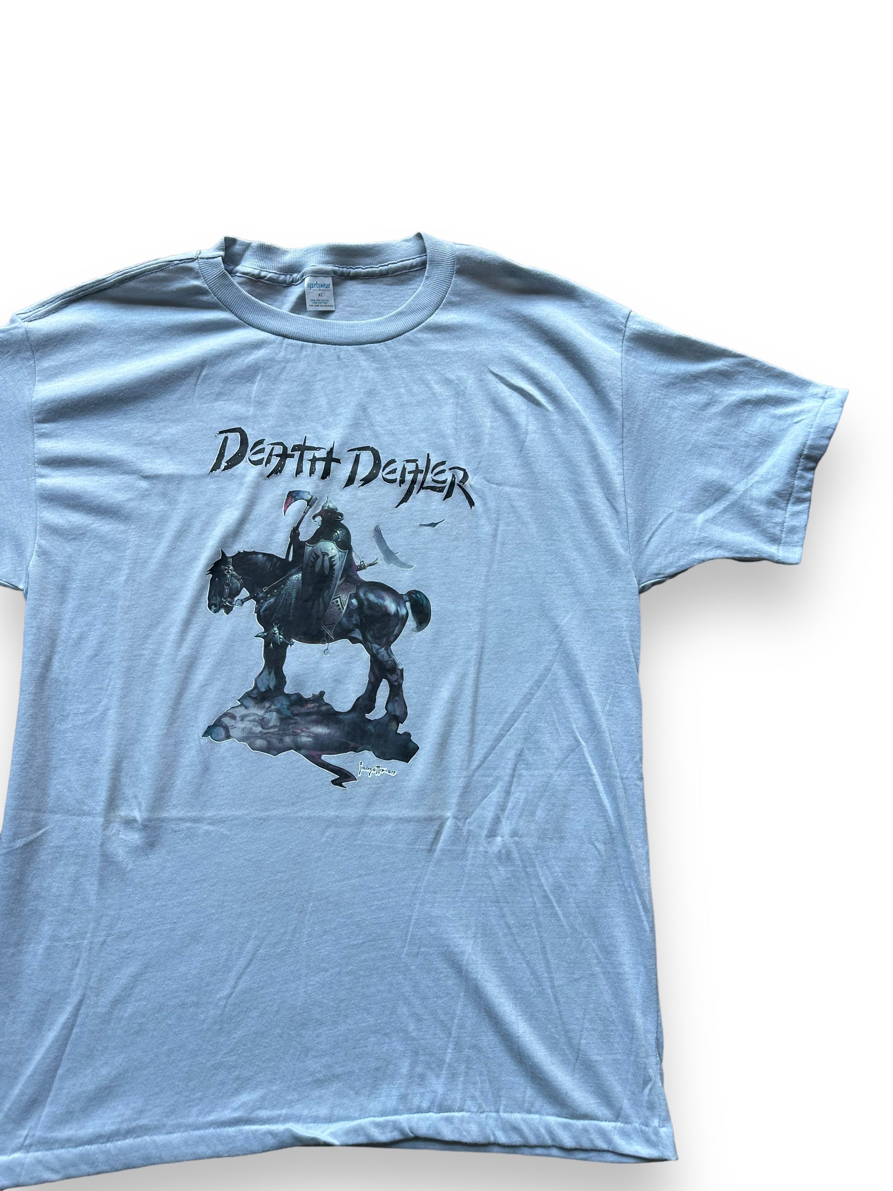 Front left of Vintage Frank Frazetta "Death Dealer" Tee SZ XL |  Vintage Art Tee Seattle | Barn Owl Vintage