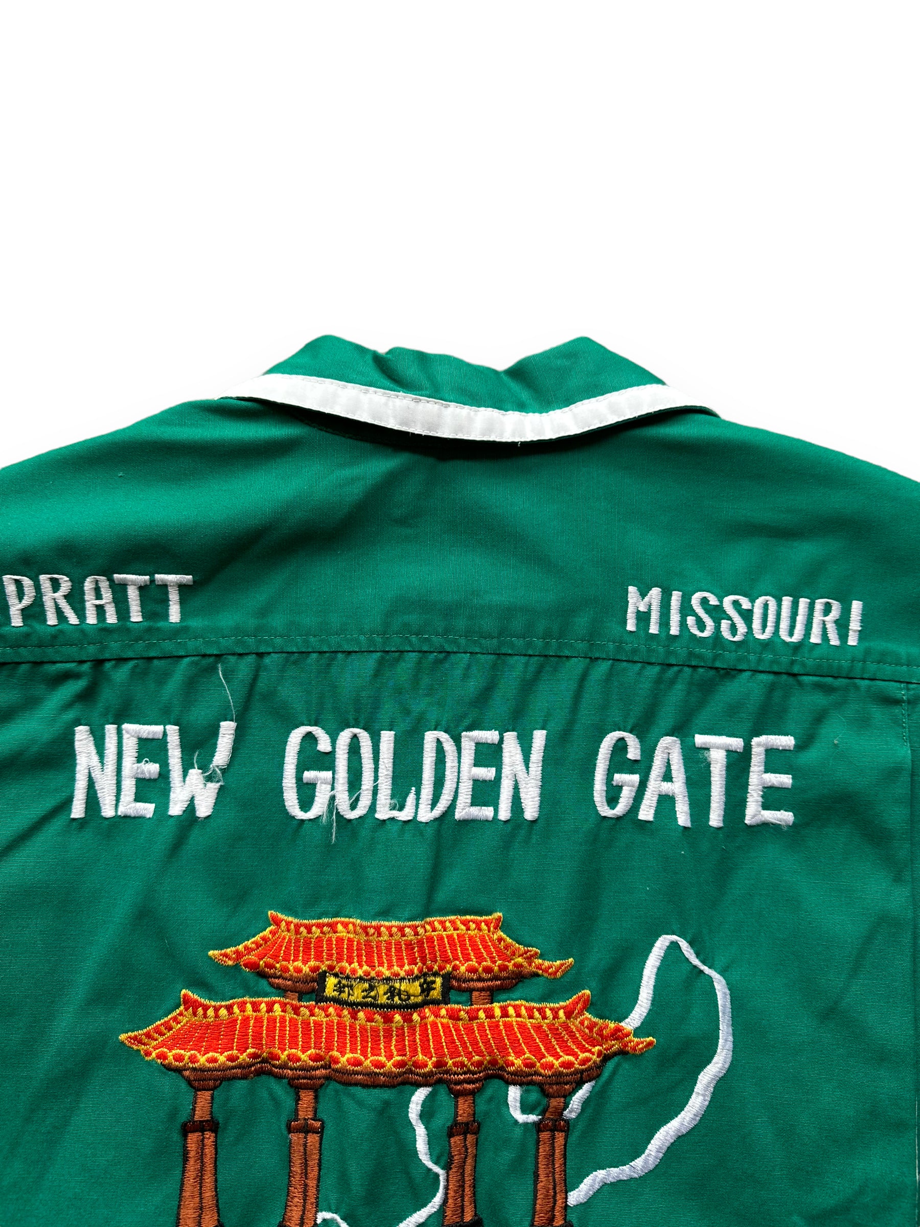 Back collar of Vintage "New Golden Gate" Bowling Shirt SZ M | Vintage Bowling Shirt Seattle | Barn Owl Vintage Seattle