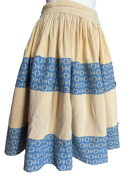 Front view of Vintage 1940s Embroidered Flour Sack Skirt | Seattle True Vintage | Barn Owl Ladies Clothing