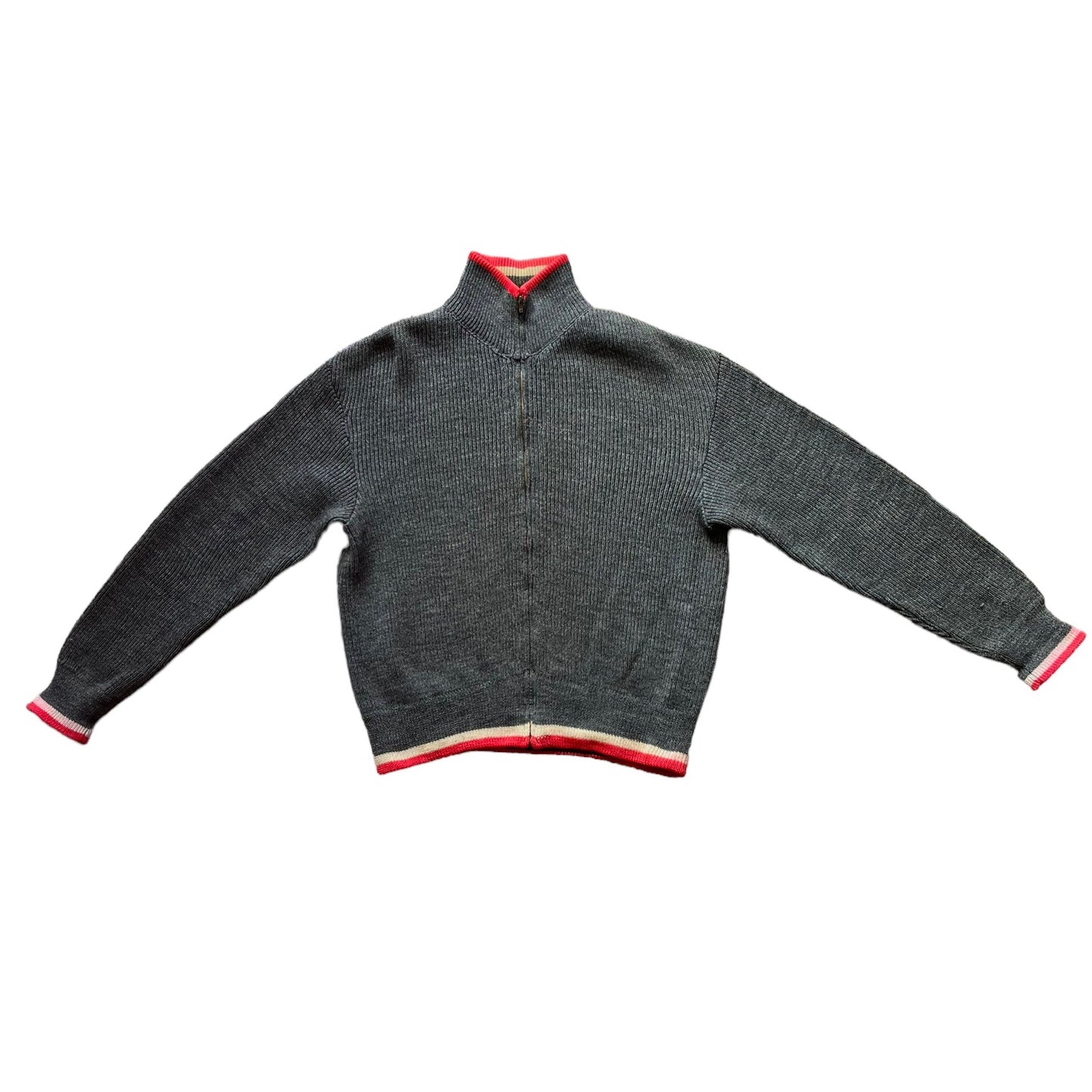 Full front view of Vintage 1950s Lasley-Seattle Avalanche Zip-up Sweater