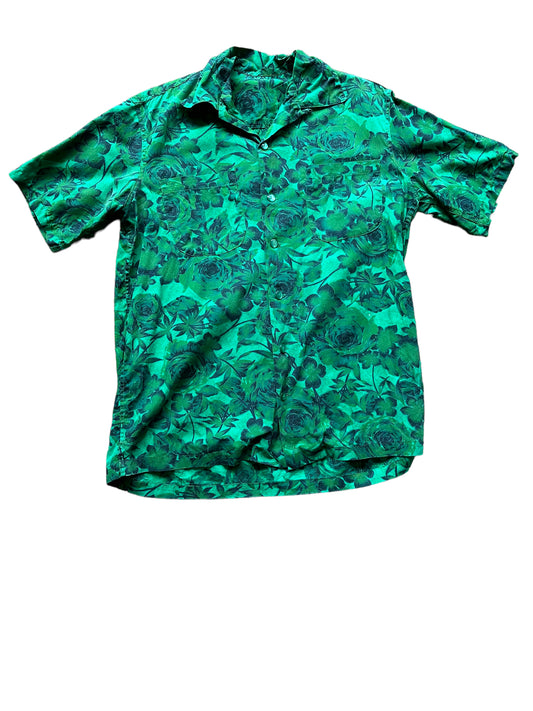 Front shot of Vintage Green Aloha Shirt SZ XL | Seattle Vintage Rayon Hawaiian Shirt | Barn Owl Vintage Clothing Seattle