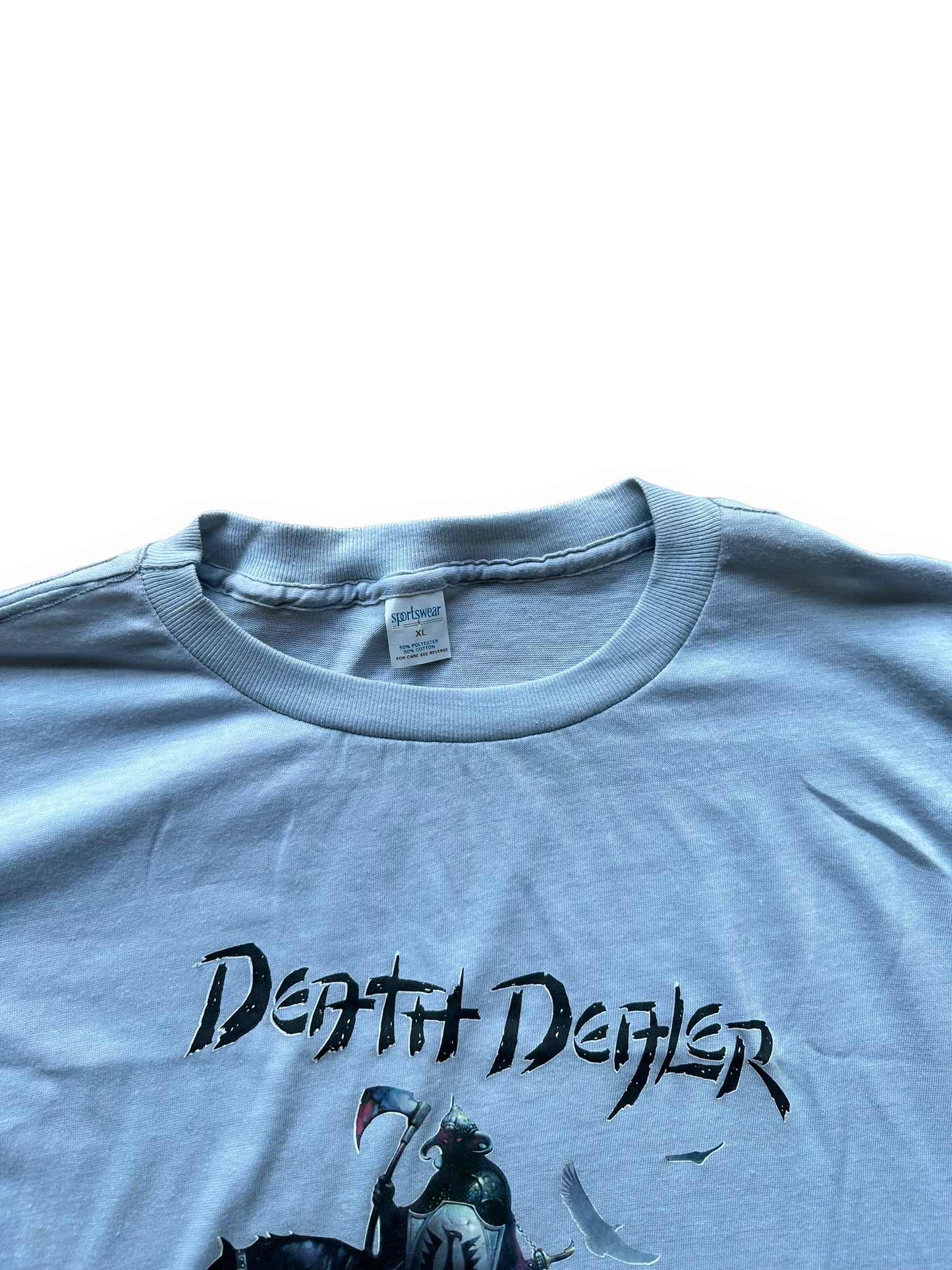 Collar on Vintage Frank Frazetta "Death Dealer" Tee SZ XL |  Vintage Art Tee Seattle | Barn Owl Vintage