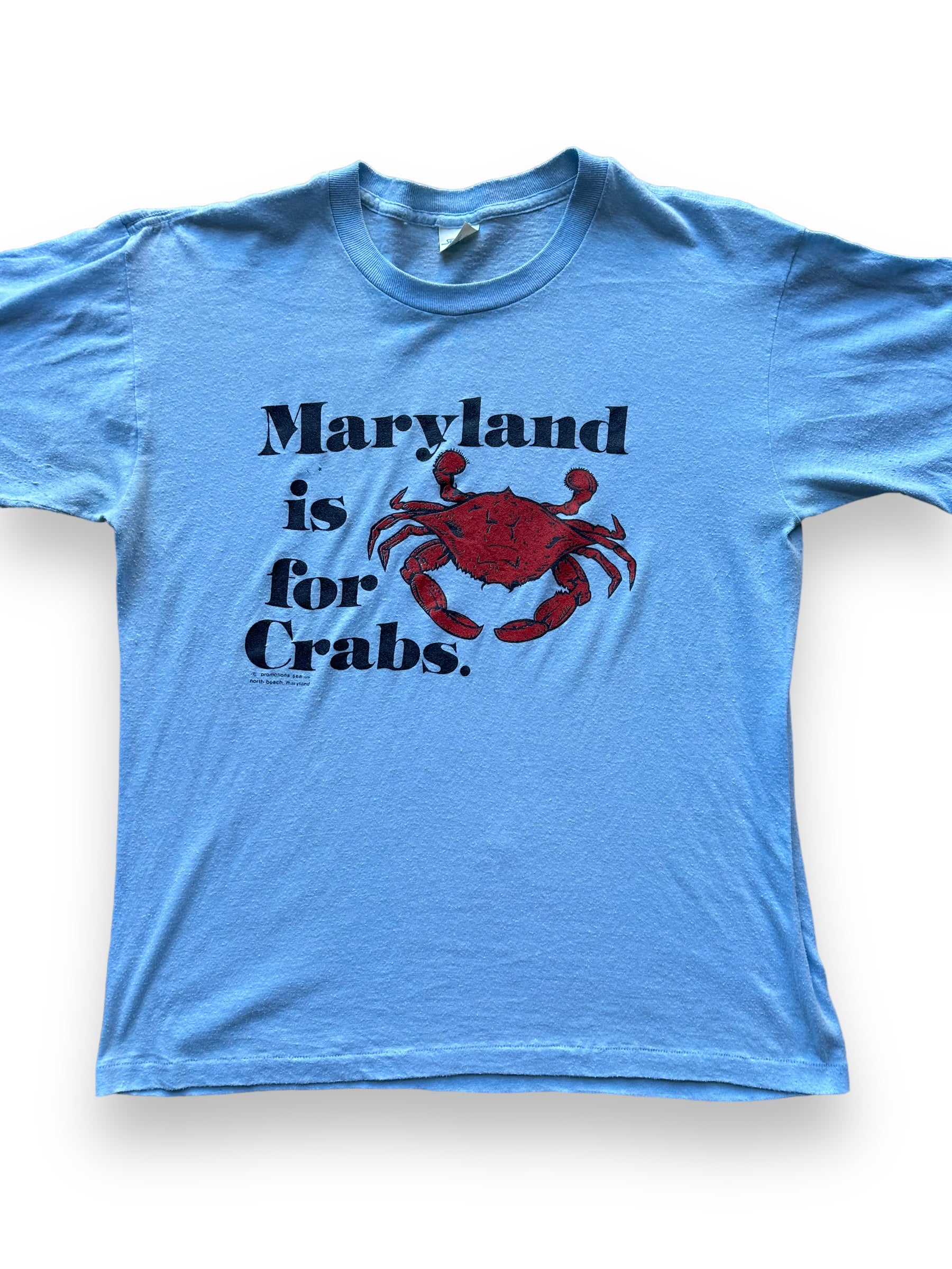 Front close up of Vintage "Maryland is for Crabs" Tee SZ L |  Vintage Fishing Tee Seattle | Barn Owl Vintage