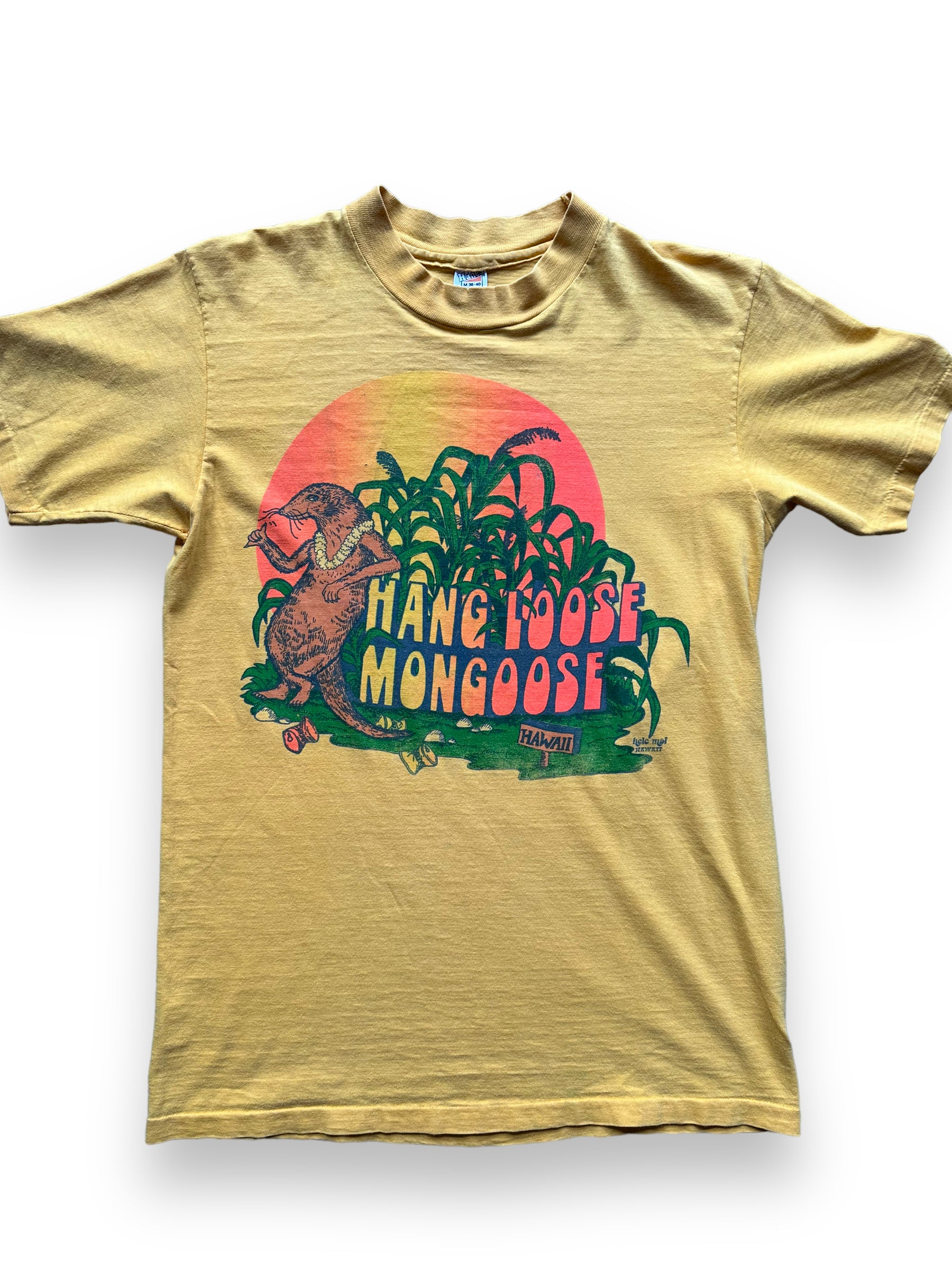 Front close up of Vintage Hang Loose Mongoose Hawaii Tee SZ M | Vintage Graphic Tee Seattle | Barn Owl Vintage