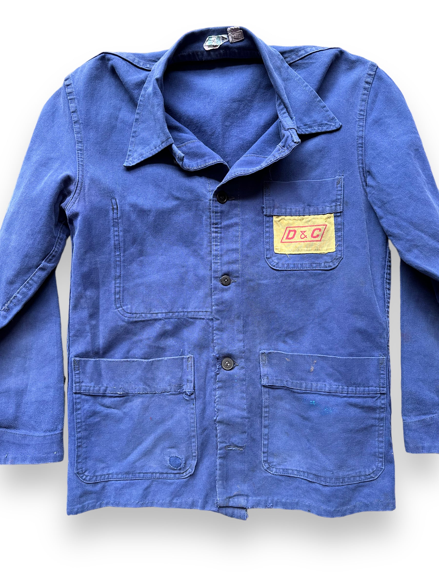 Front Detail on Vintage Moleskin French Workwear Jacket SZ M | Vintage European Workwear Seattle | Barn Owl Vintage Goods Seattle